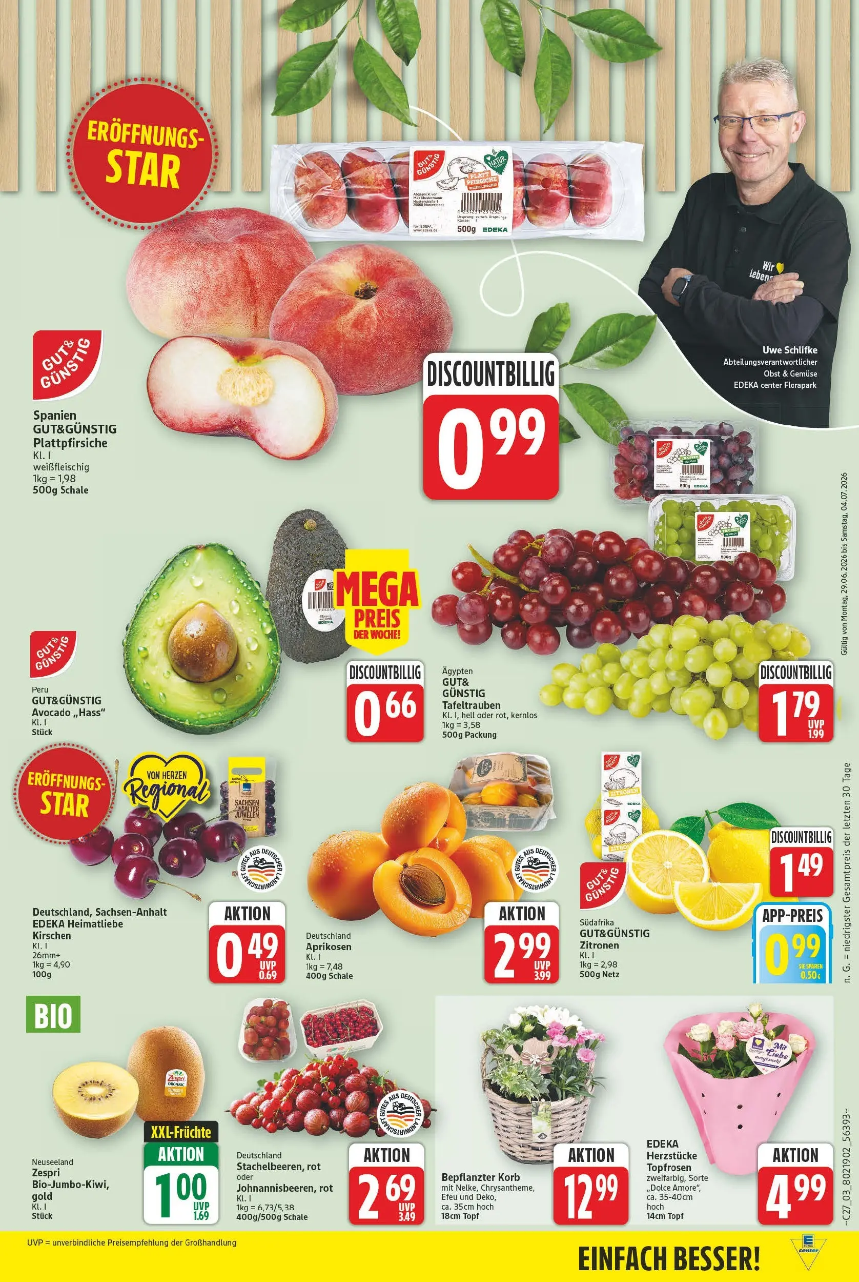 E center Prospekt Magdeburg (ab 29.06.2026) zum Blättern | Seite: 3 | Produkte: Korb, Kirschen, Avocado, Zitronen
