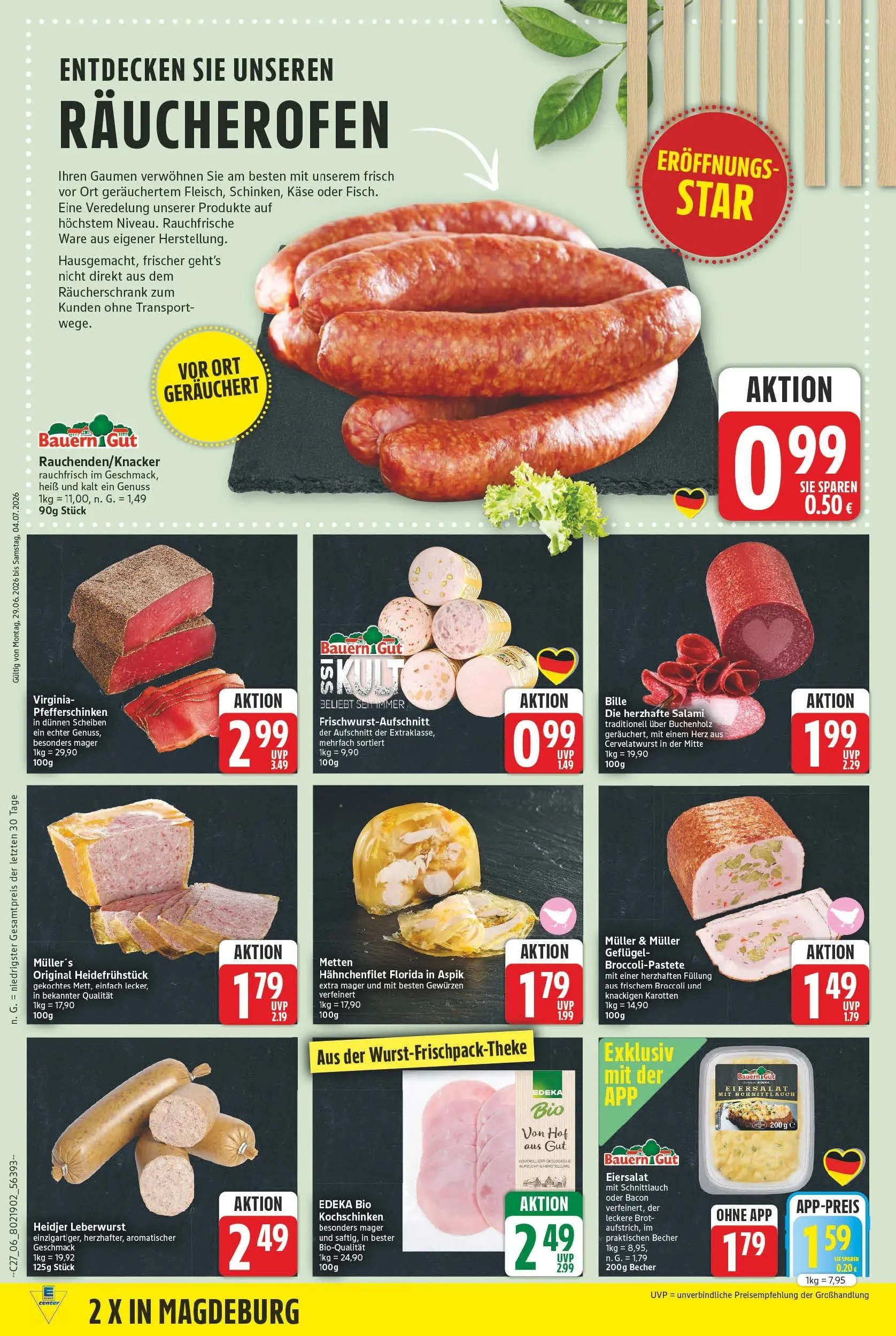 E center Prospekt Magdeburg (ab 29.06.2026) zum Blättern | Seite: 6 | Produkte: Käse, Brot, Salami