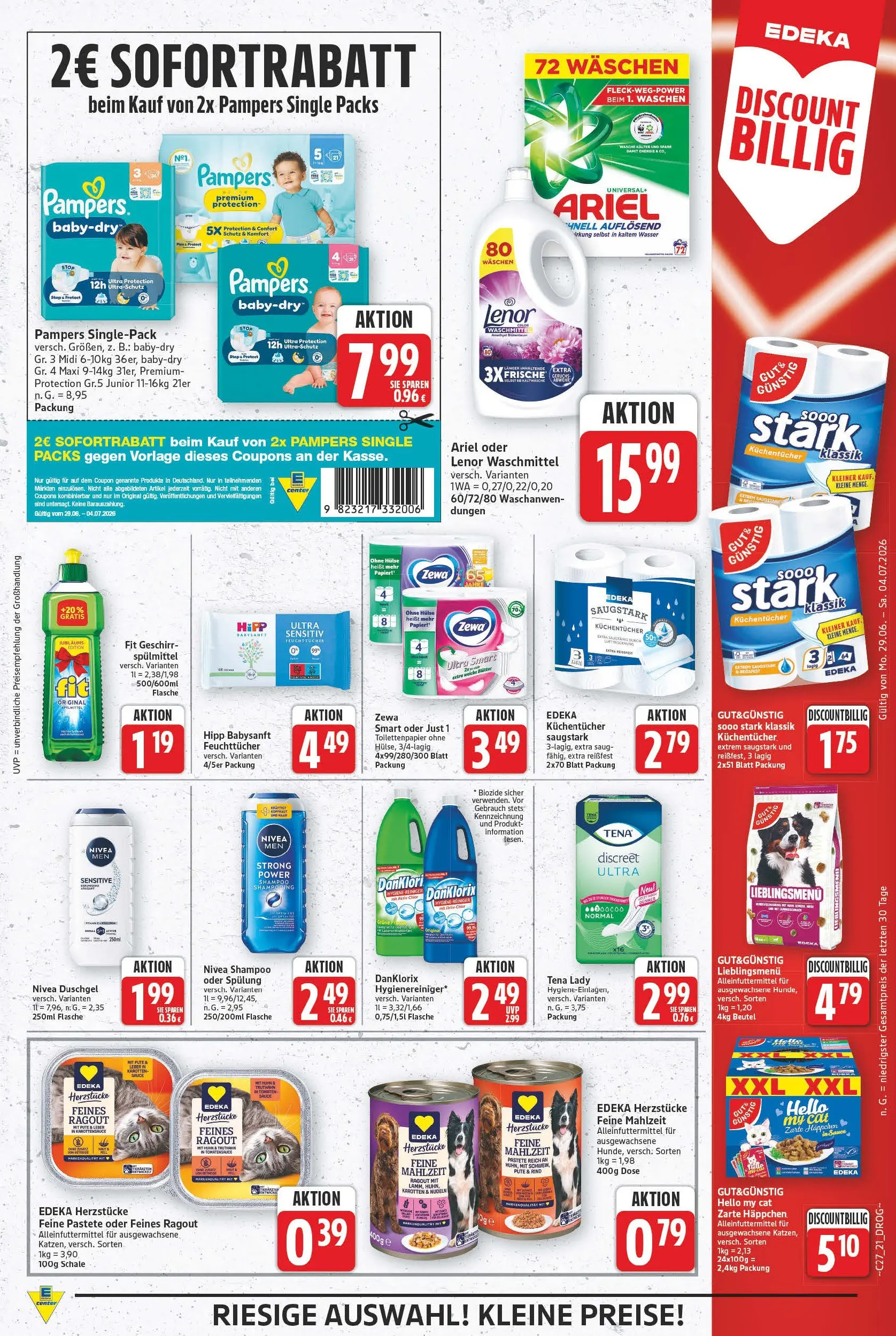 E center - Wochenangebote (ab 28.06.2026) zum Blättern | Seite: 23 | Produkte: Pute, Ariel, Zewa, Wasser