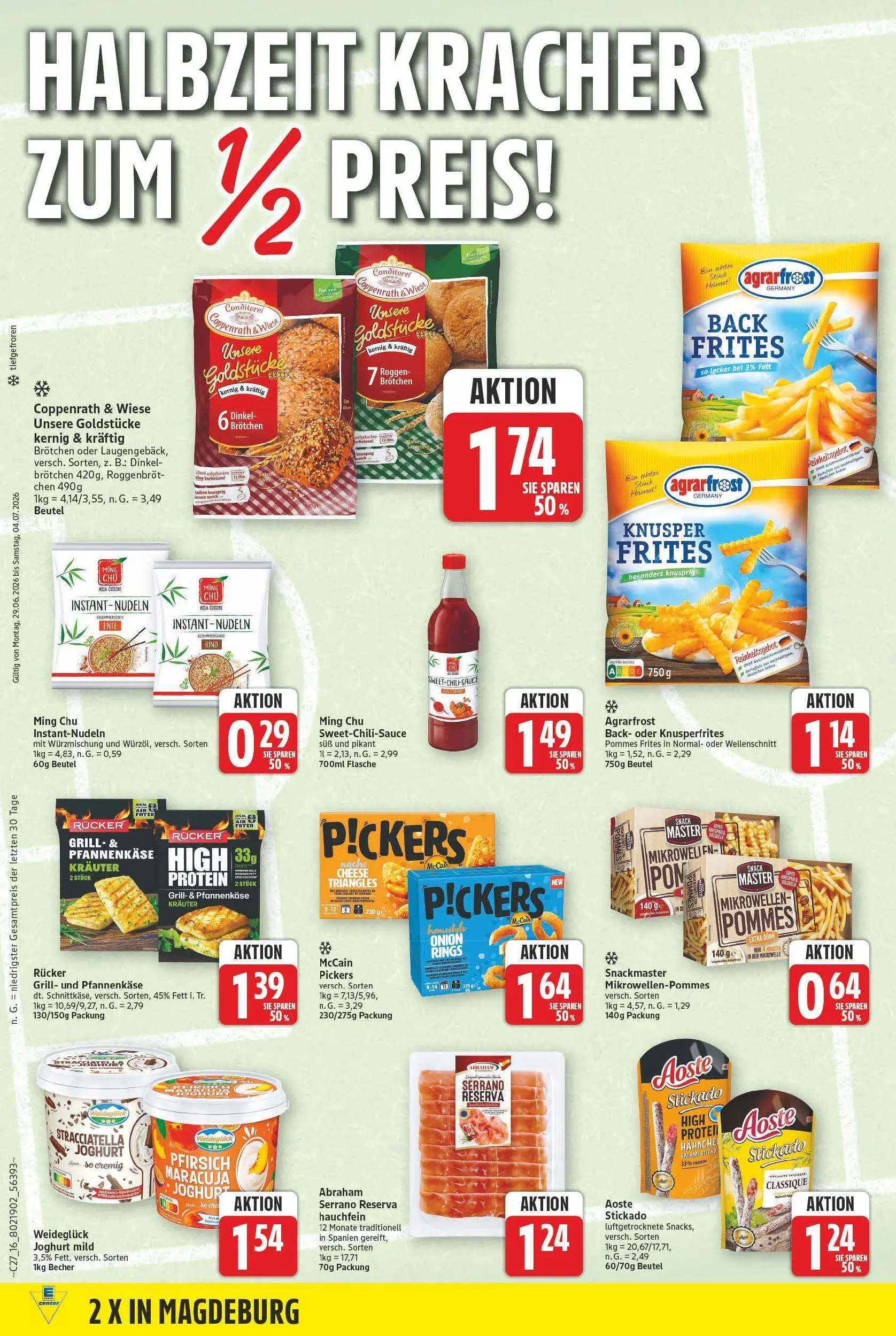 E center Prospekt Magdeburg (ab 29.06.2026) zum Blättern | Seite: 16 | Produkte: Grill, Pommes, Nudeln, Ente