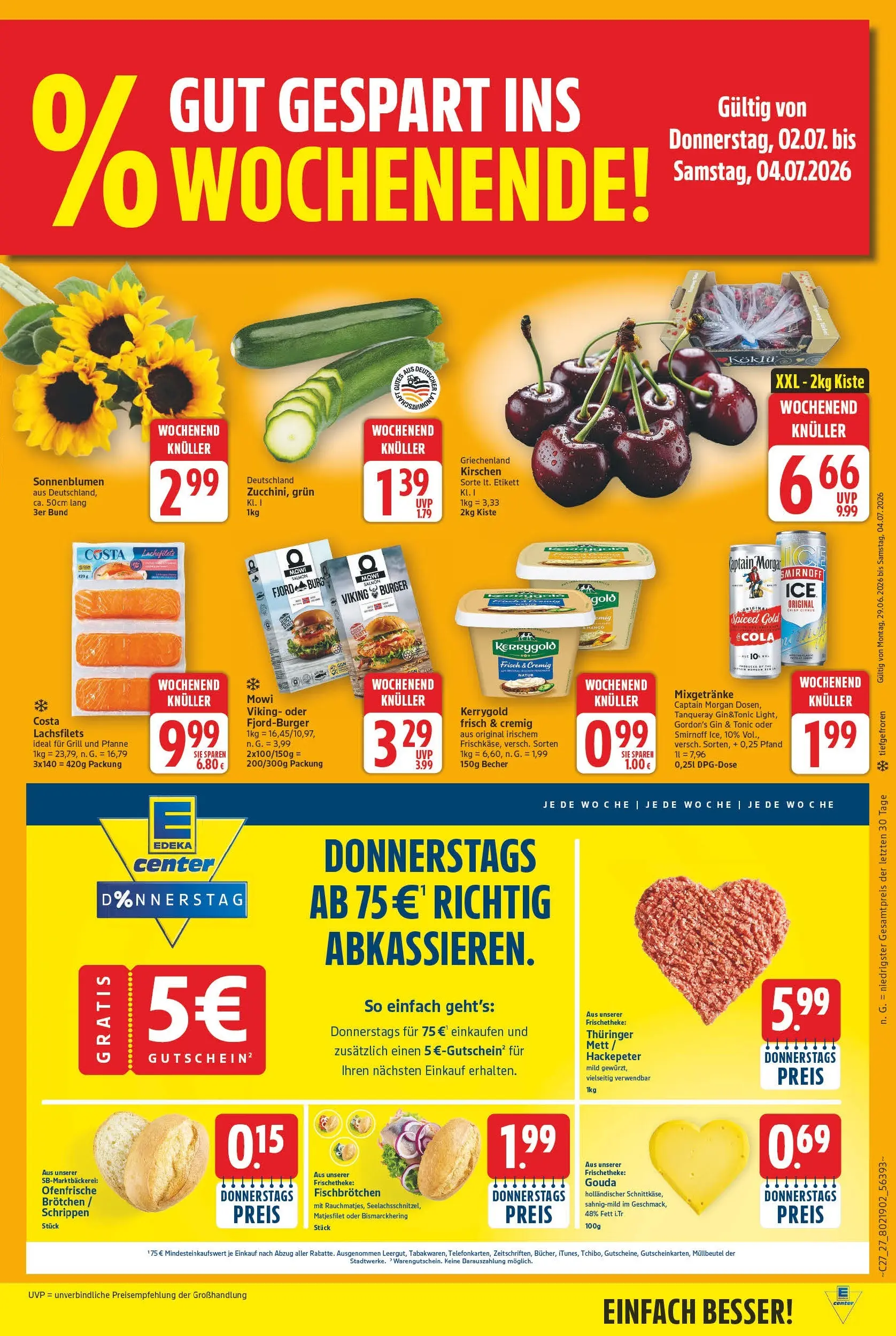 E center Prospekt Magdeburg (ab 29.06.2026) zum Blättern | Seite: 29 | Produkte: Gordon's gin, Burger, Smirnoff, Captain morgan