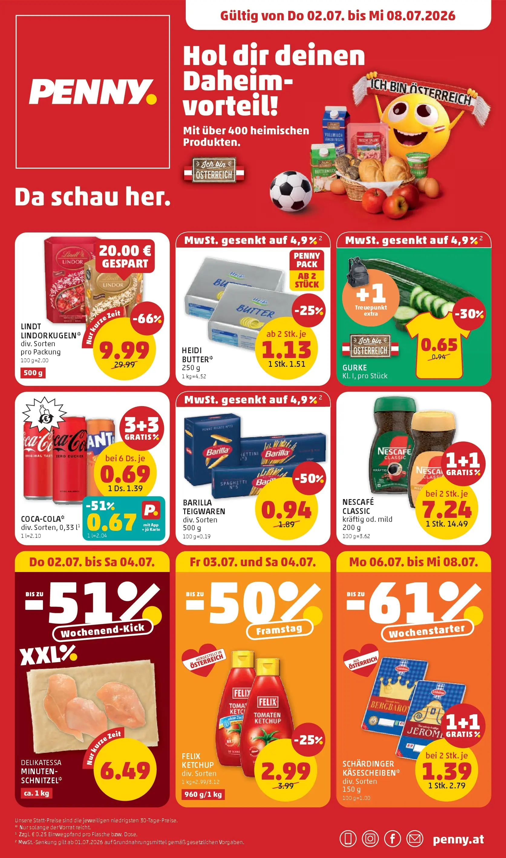 Penny Markt - PENNY: Die ganze Woche sparen. ab (01.07.2026) - Angebote, Prospekt | Seite: 1 | Produkte: Ketchup, Zucker, Butter, Tomaten