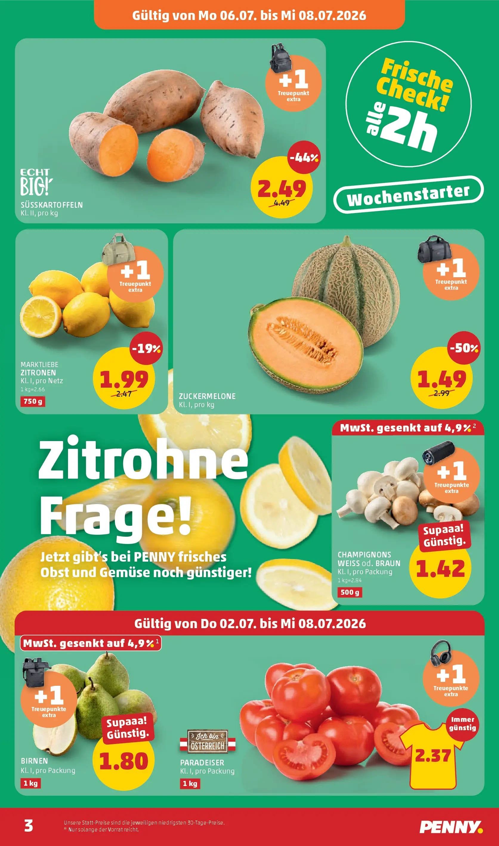 Penny Markt - PENNY: Die ganze Woche sparen. ab (01.07.2026) - Angebote, Prospekt | Seite: 3 | Produkte: Gemüse, Obst