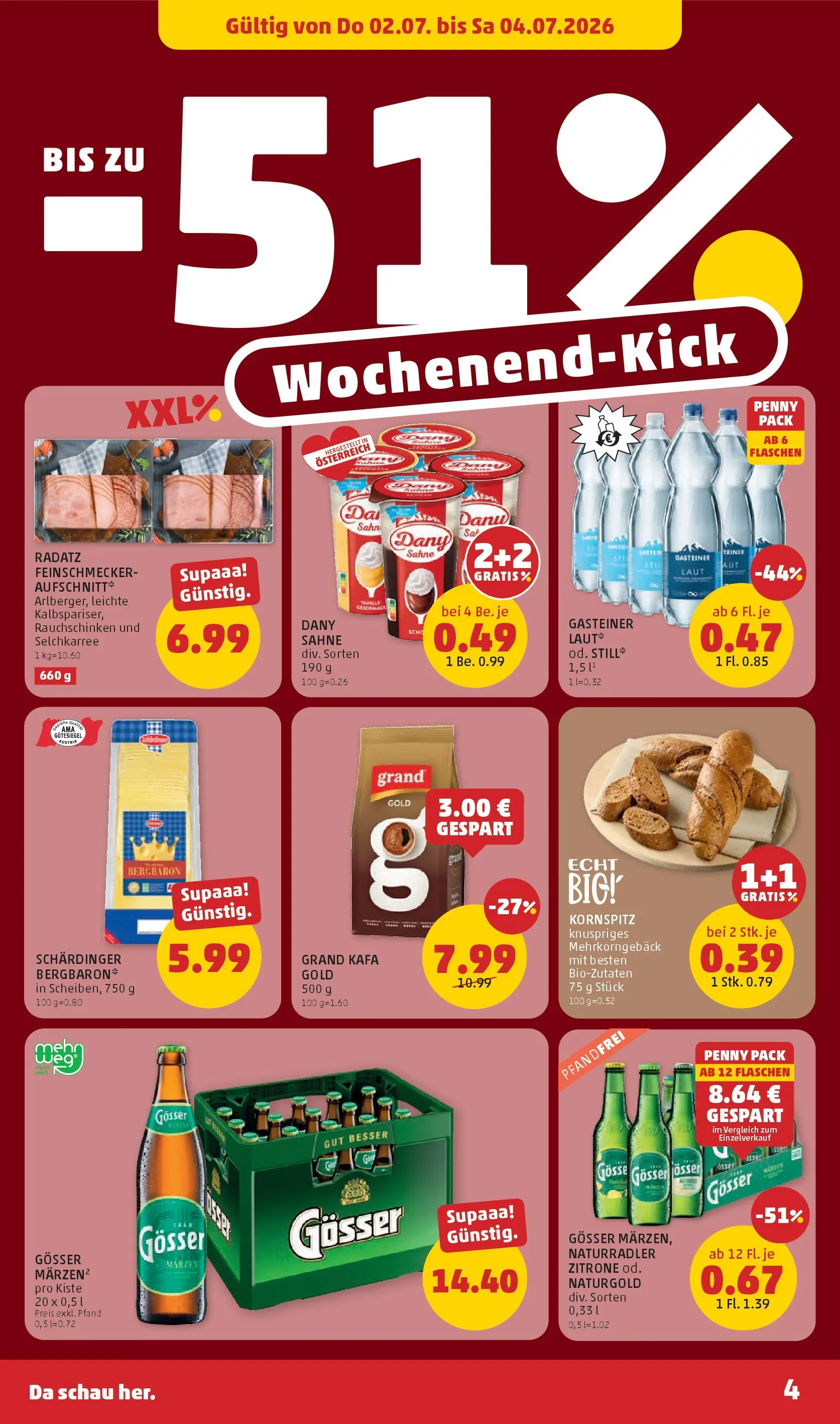 Penny Markt - PENNY: Die ganze Woche sparen. ab (01.07.2026) - Angebote, Prospekt | Seite: 4 | Produkte: Sahne, Zitrone