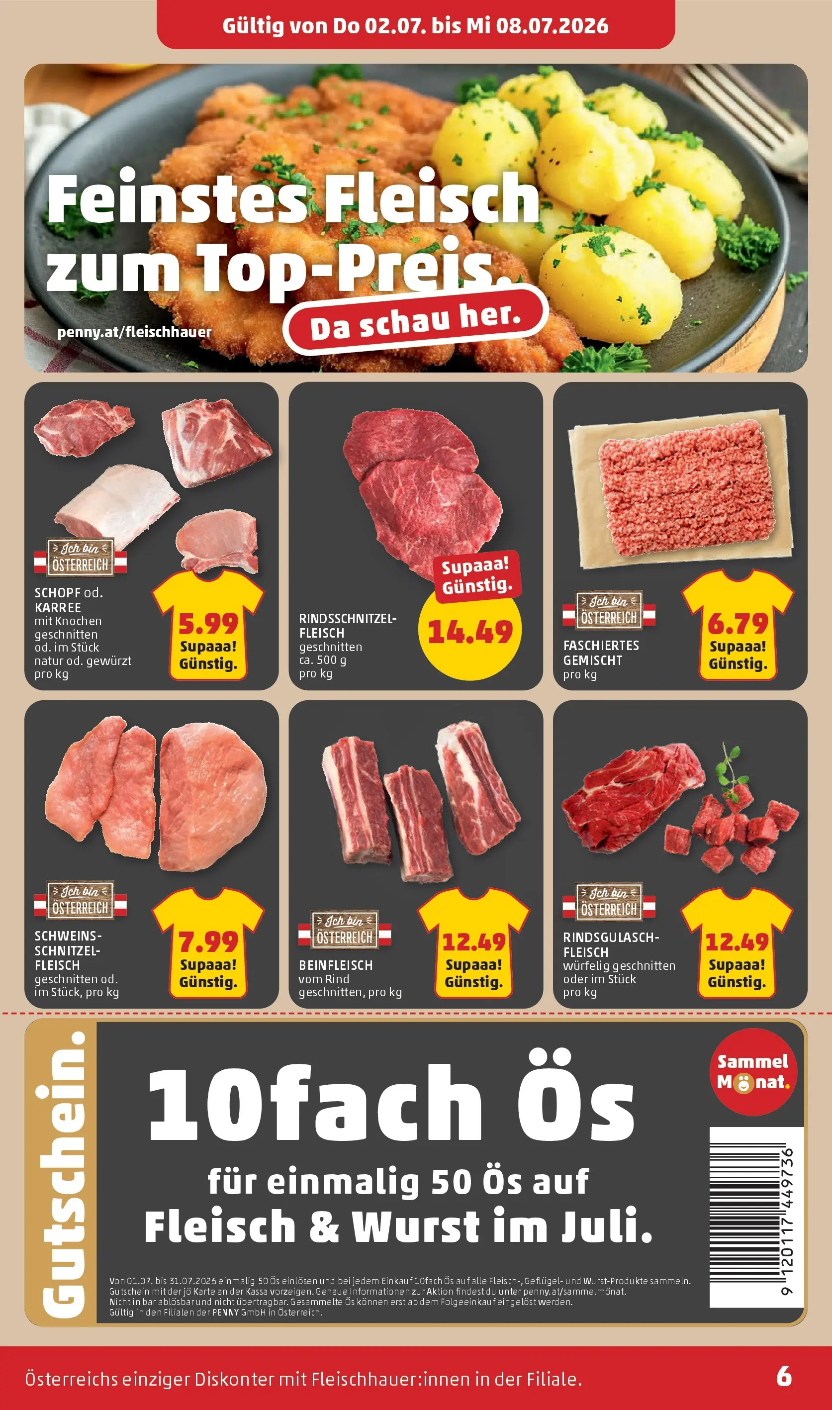 Penny Markt - PENNY: Die ganze Woche sparen. ab (01.07.2026) - Angebote, Prospekt | Seite: 6 | Produkte: Wurst