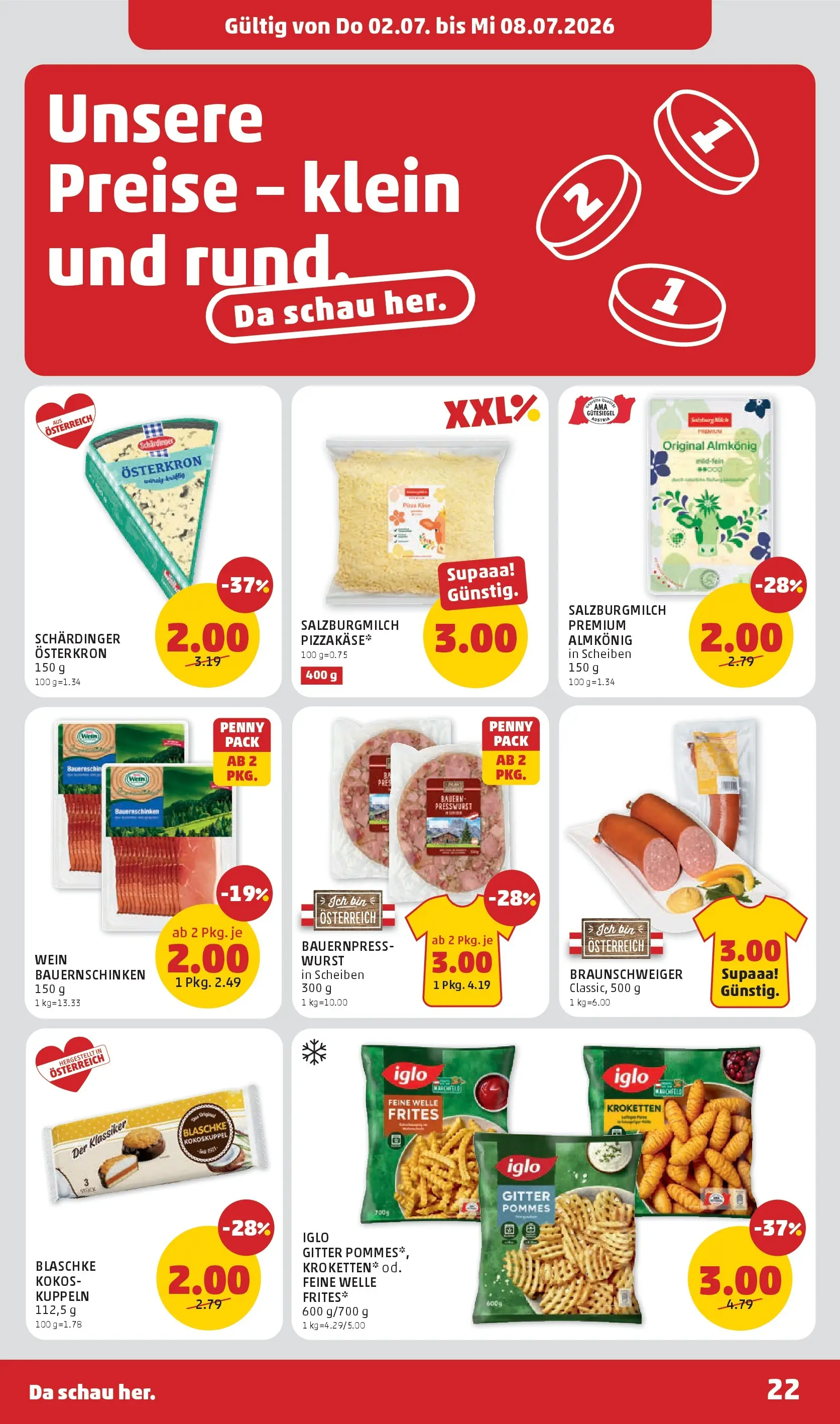 Penny Markt - PENNY: Die ganze Woche sparen. ab (01.07.2026) - Angebote, Prospekt | Seite: 22 | Produkte: Wurst, Wein
