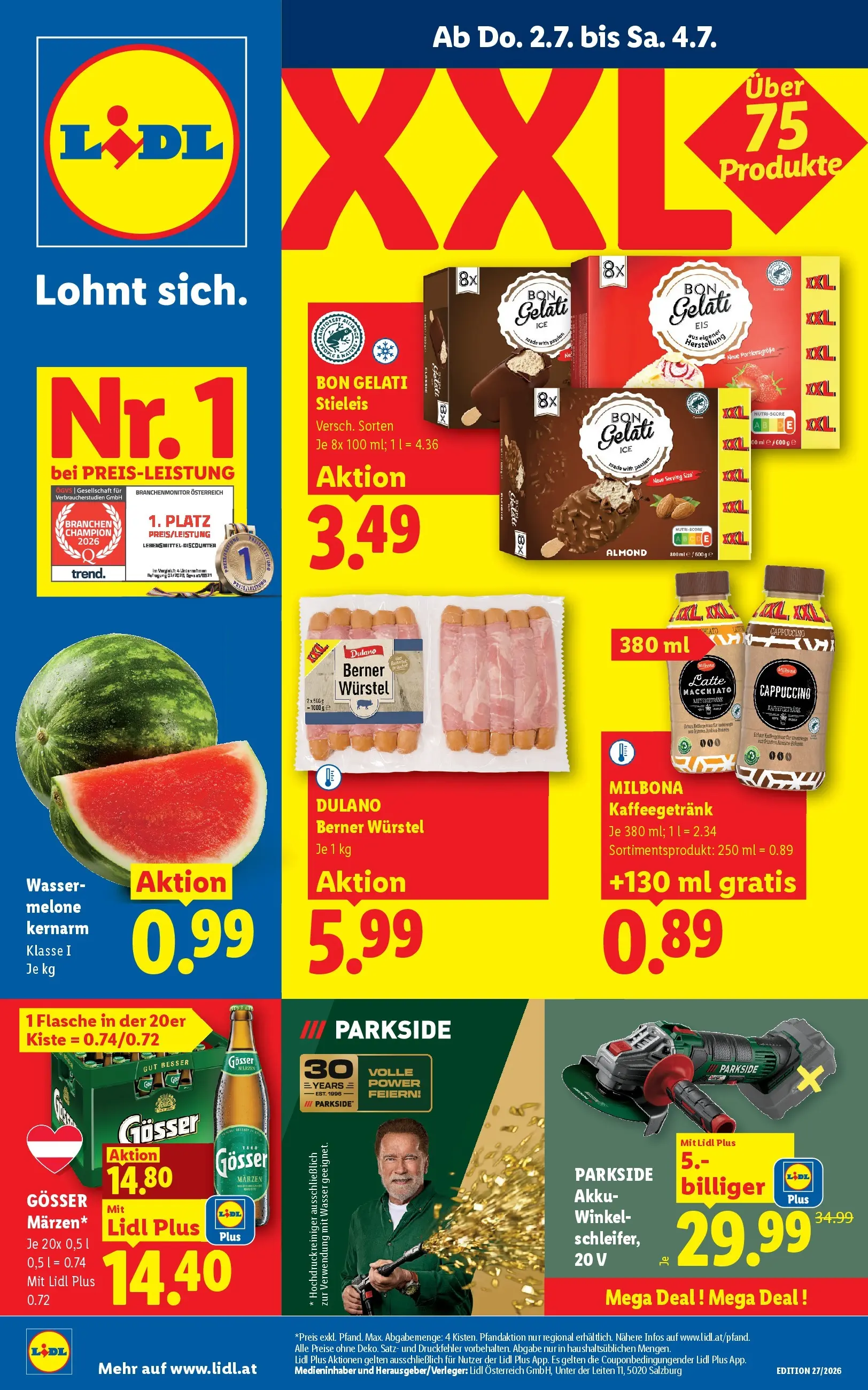 Lidl - Lidl ab 01.07.2026 - Angebote ab donnerstag | Seite: 1 | Produkte: Wasser, Melone