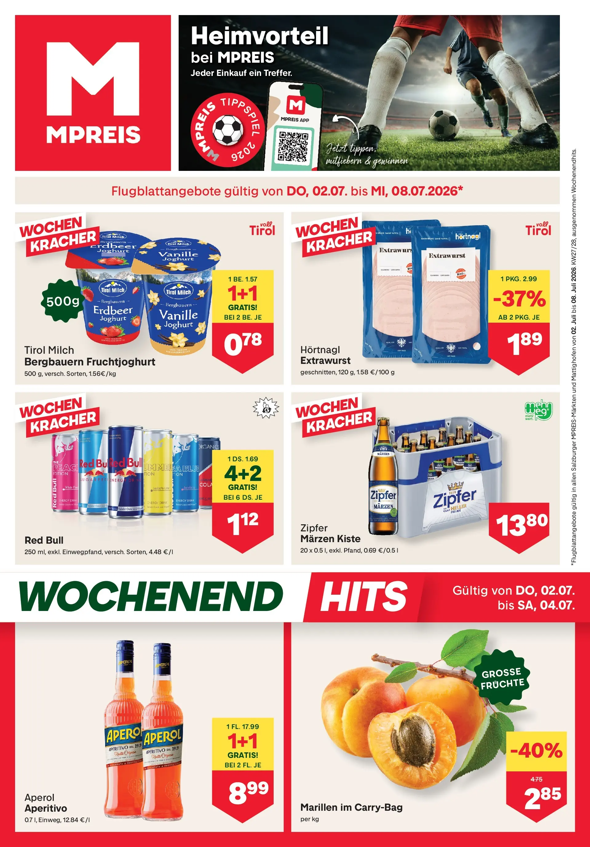 MPREIS Saalbach von 02.07.2026 - Aktuelle Angebote | Seite: 1 | Produkte: Milch, Joghurt