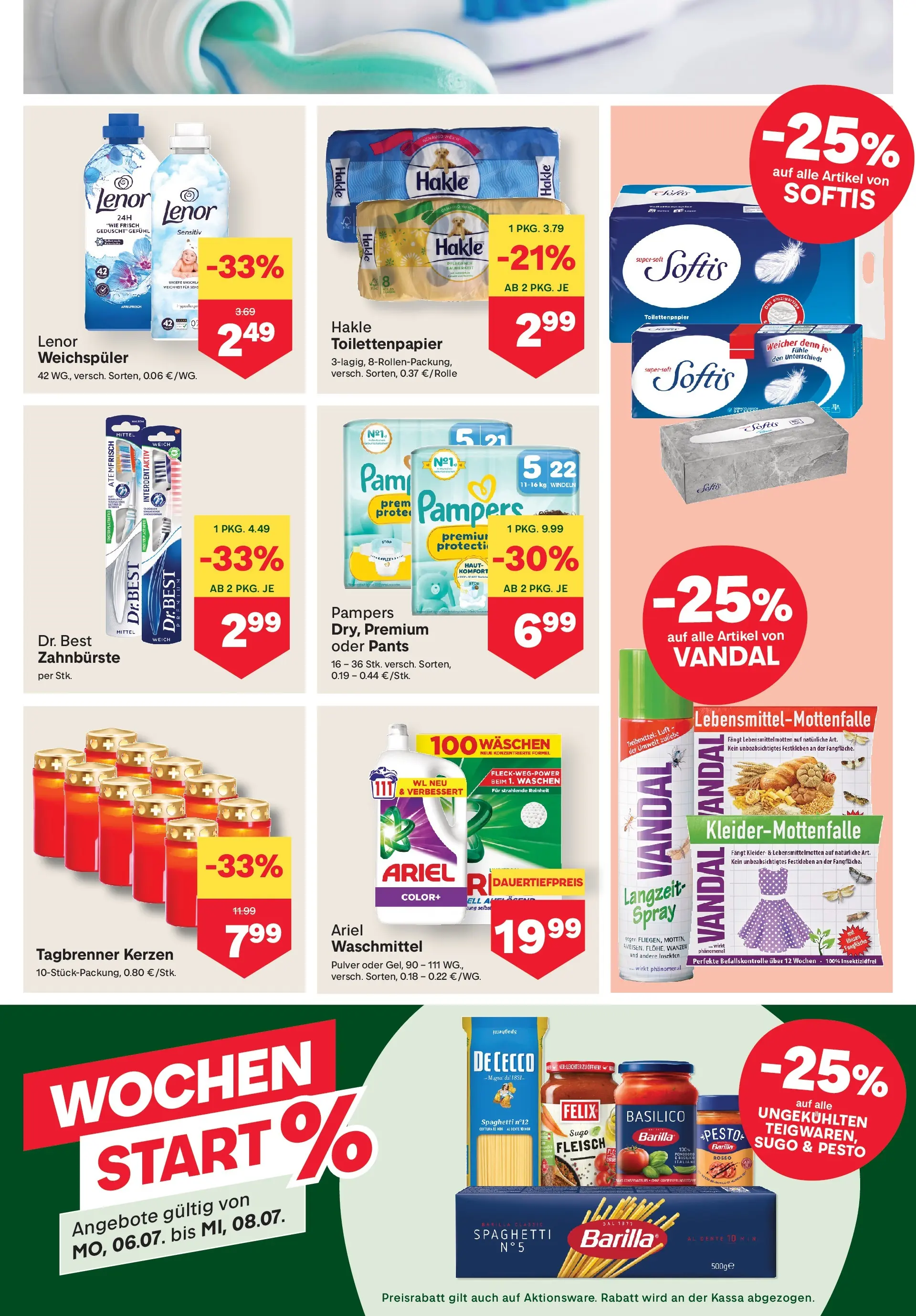 MPREIS Pfunds von 02.07.2026 - Aktuelle Angebote | Seite: 11 | Produkte: Pampers, Hajdina liszt, Zahnbürste, Waschmittel