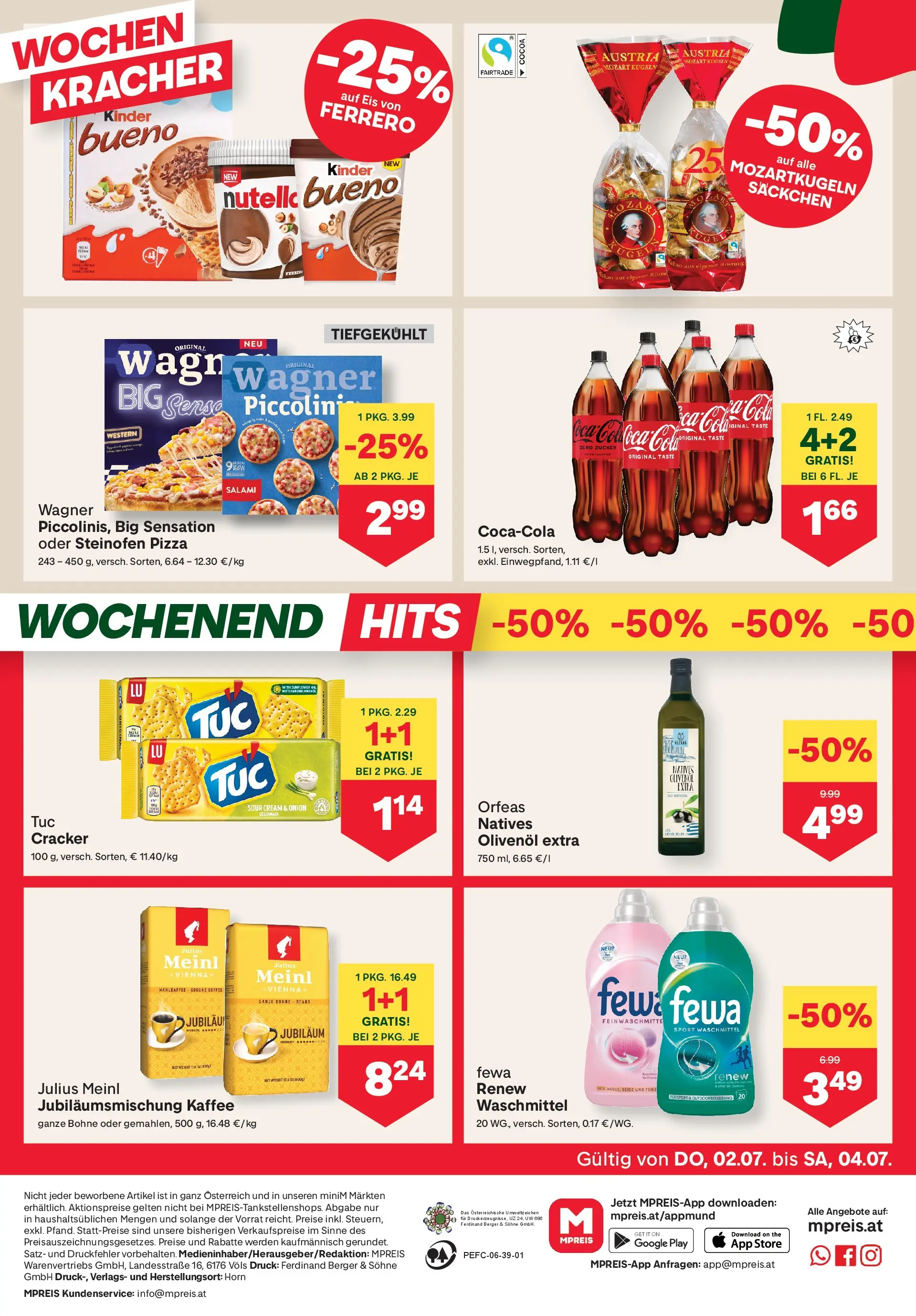 MPREIS Pfunds von 02.07.2026 - Aktuelle Angebote | Seite: 12 | Produkte: Kaffee, Salami, Pizza, Waschmittel