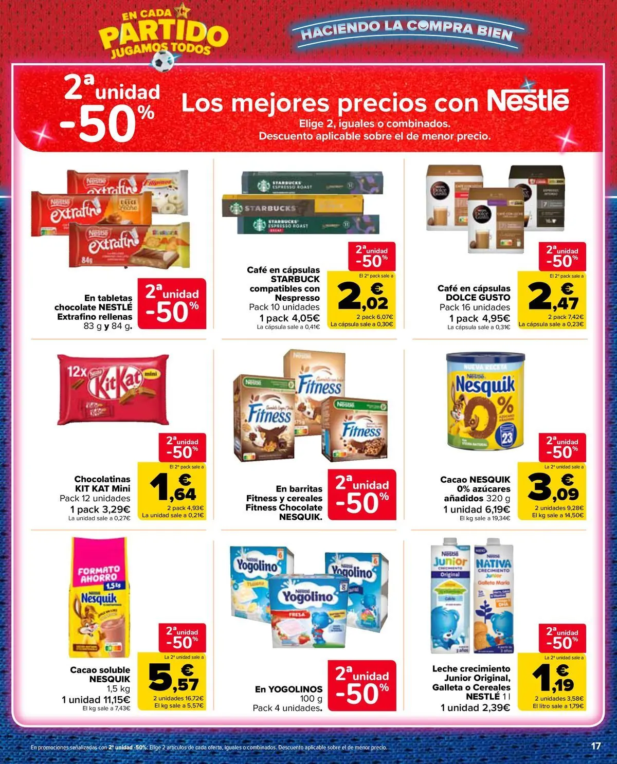 Carrefour Market - 2ª unidad al -50% 25/06/2026 - 13/07/2026 | Página: 17 | Productos: Chocolatinas, Leche, Cereales, Φρυγανιές σικάλεως