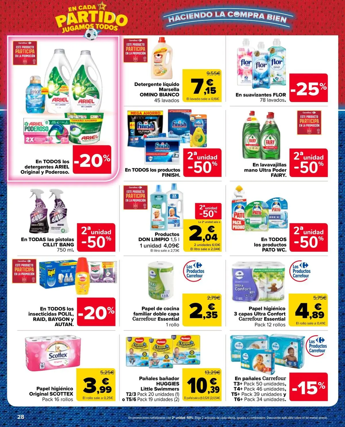 Carrefour Market - 2ª unidad al -50% 25/06/2026 - 13/07/2026 | Página: 28 | Productos: Detergente, Detergente líquido, Cocina, Lavavajillas