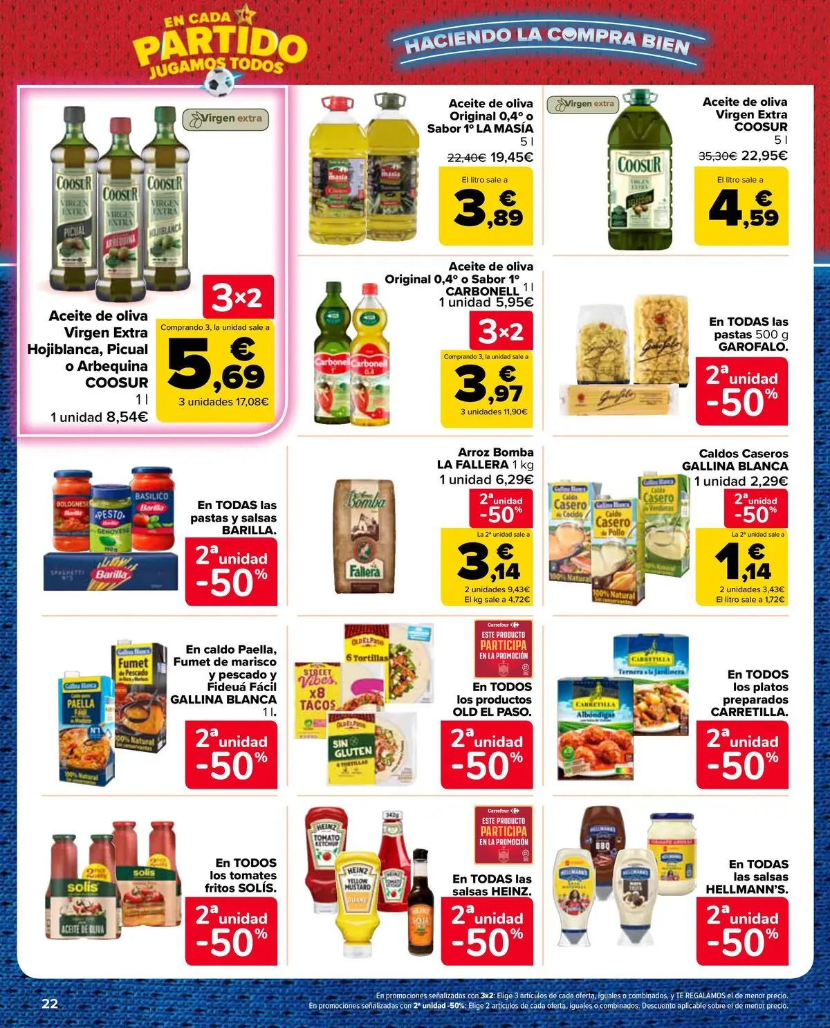 Carrefour Market - 2ª unidad al -50% 10/07/2026 - 13/07/2026 | Página: 22 | Productos: Aceite, Pescado, Tacos, Aceite de oliva