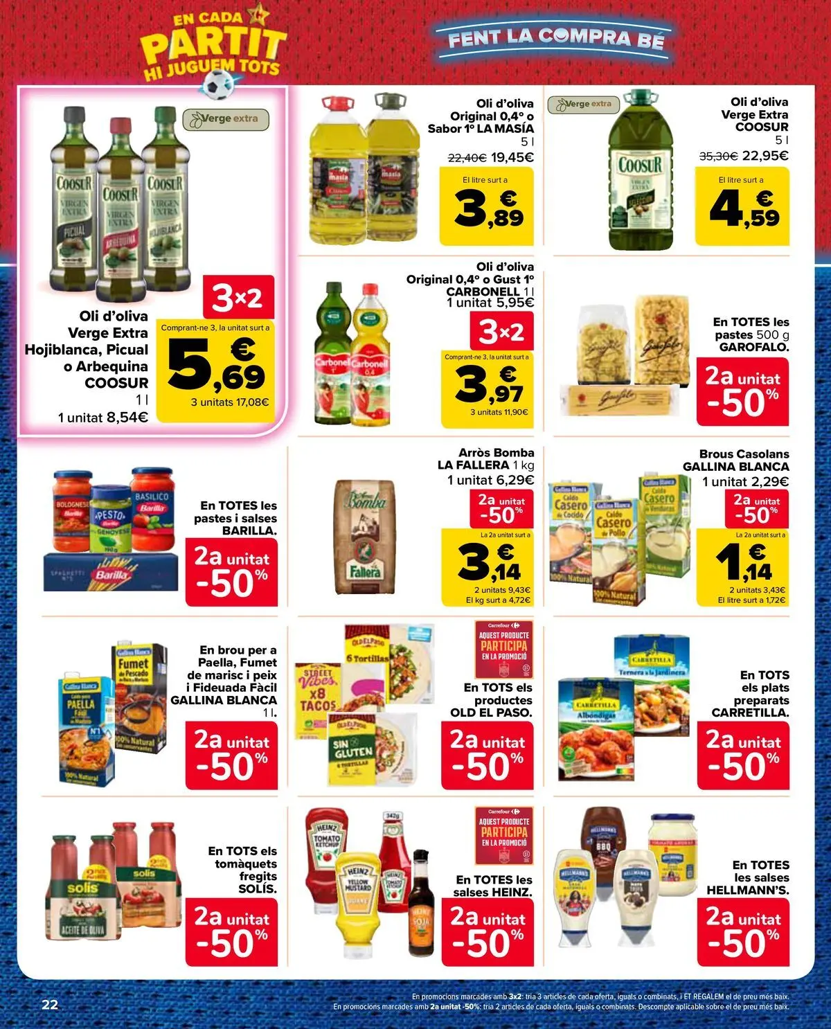 Carrefour Market - 2ª unidad al -50% 10/07/2026 - 13/07/2026 | Página: 22 | Productos: Aceite, Jardinera, Tacos, Aceite de oliva
