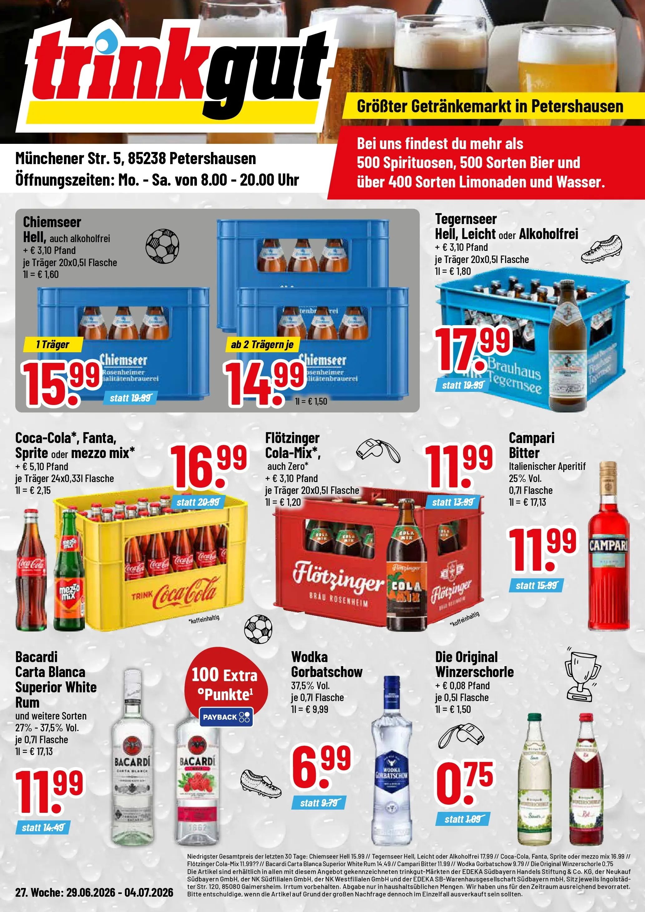 Trinkgut - trinkgut: Wochenangebote (ab 28.06.2026) » Angebote online | Seite: 1 | Produkte: Bacardi, Campari, Rum, Uhr