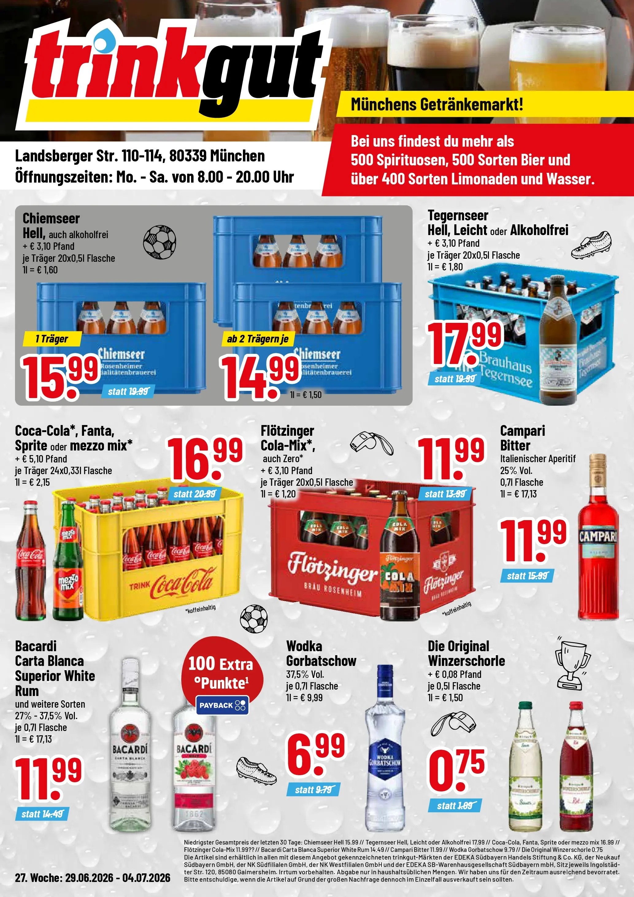 Trinkgut - trinkgut: Wochenangebote (ab 28.06.2026) » Angebote online | Seite: 1 | Produkte: Coca cola, Rum, Wodka gorbatschow, Oder mezzo mix