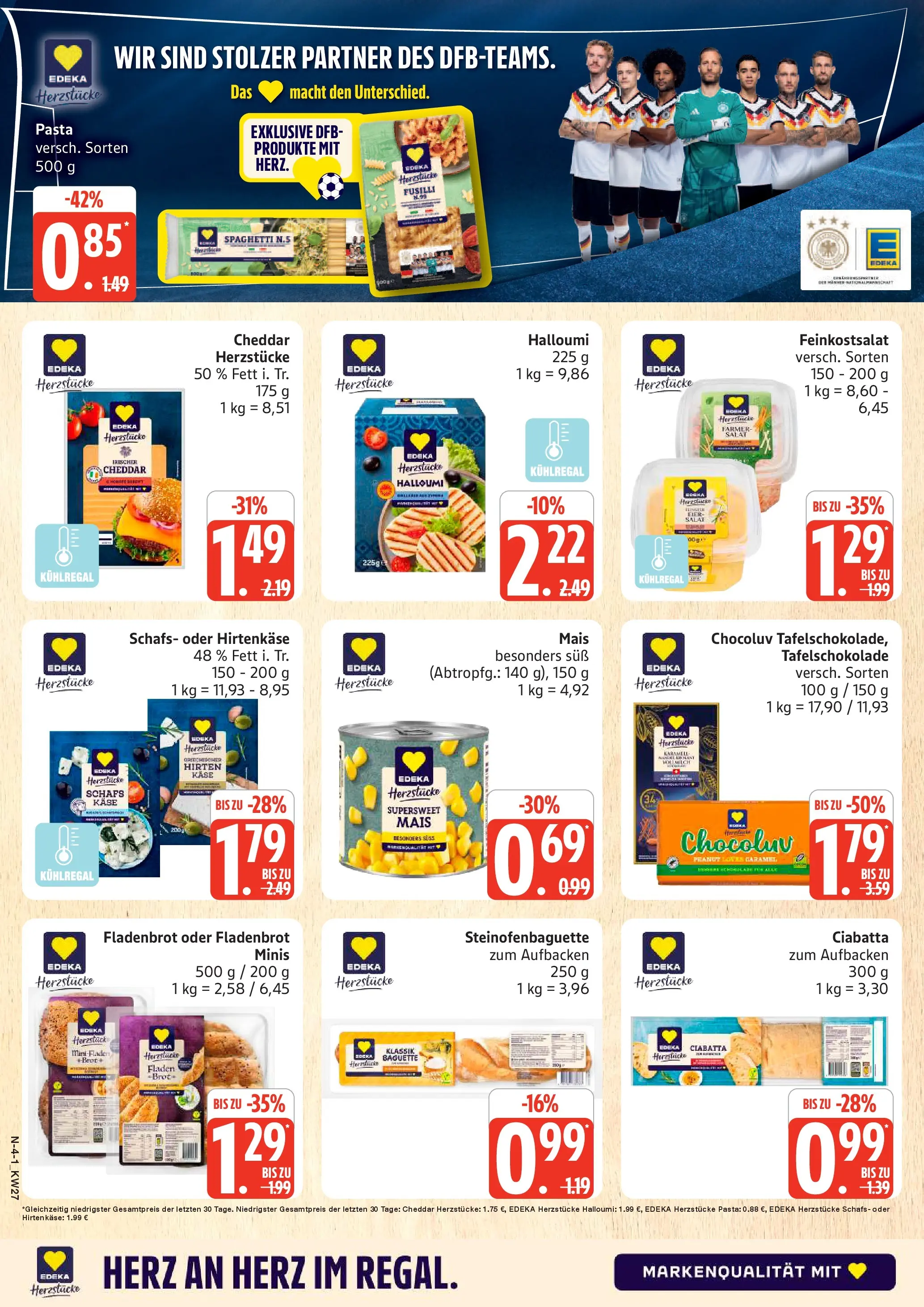 Edeka - EDEKA: Wochenangebote (ab 28.06.2026) » Angebote Online | Seite: 4 | Produkte: Käse, Baguette, Pasta, Salat