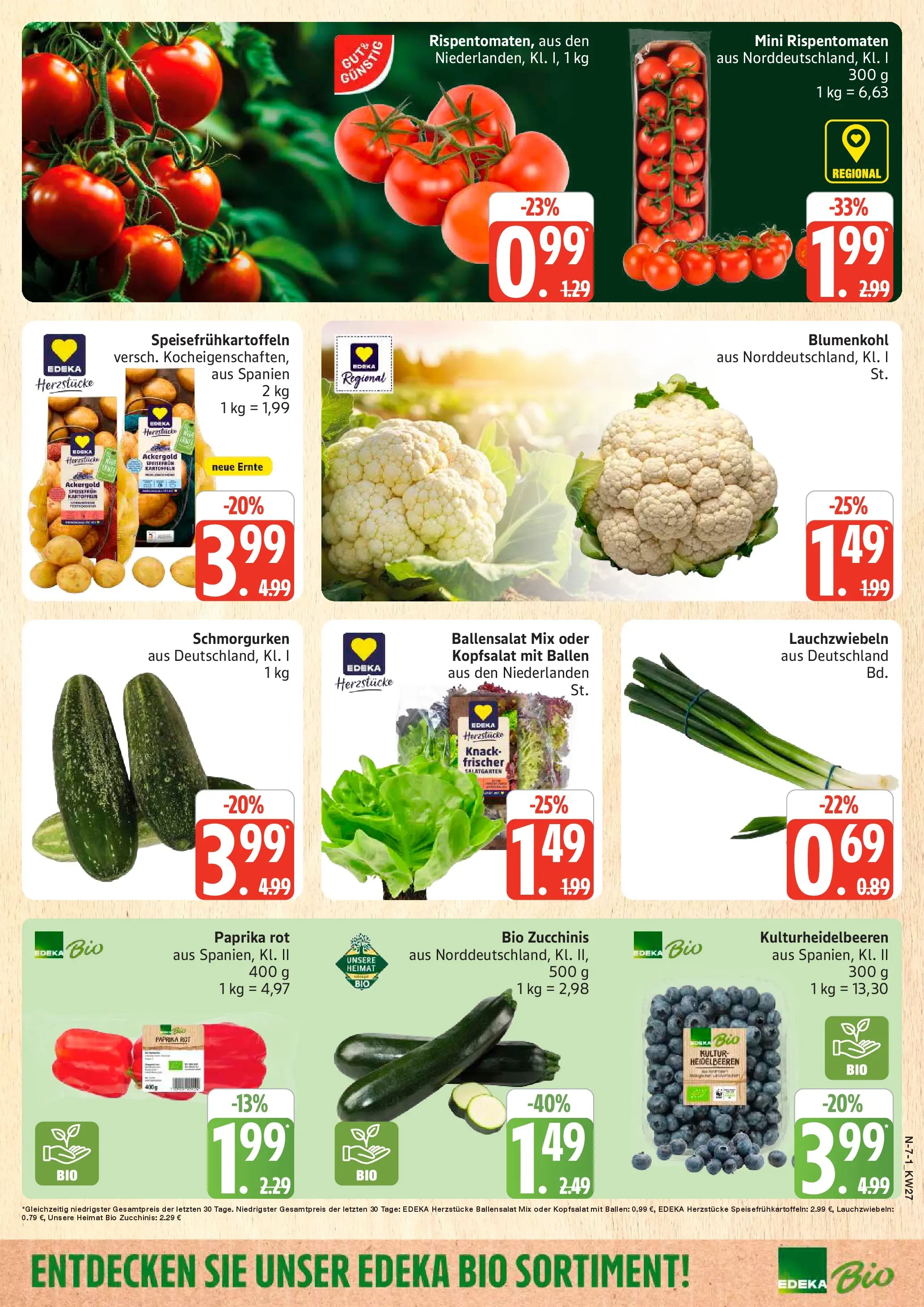 Edeka - EDEKA: Wochenangebote (ab 28.06.2026) » Angebote Online | Seite: 7 | Produkte: Paprika rot, Kartoffeln, Paprika, Blumenkohl