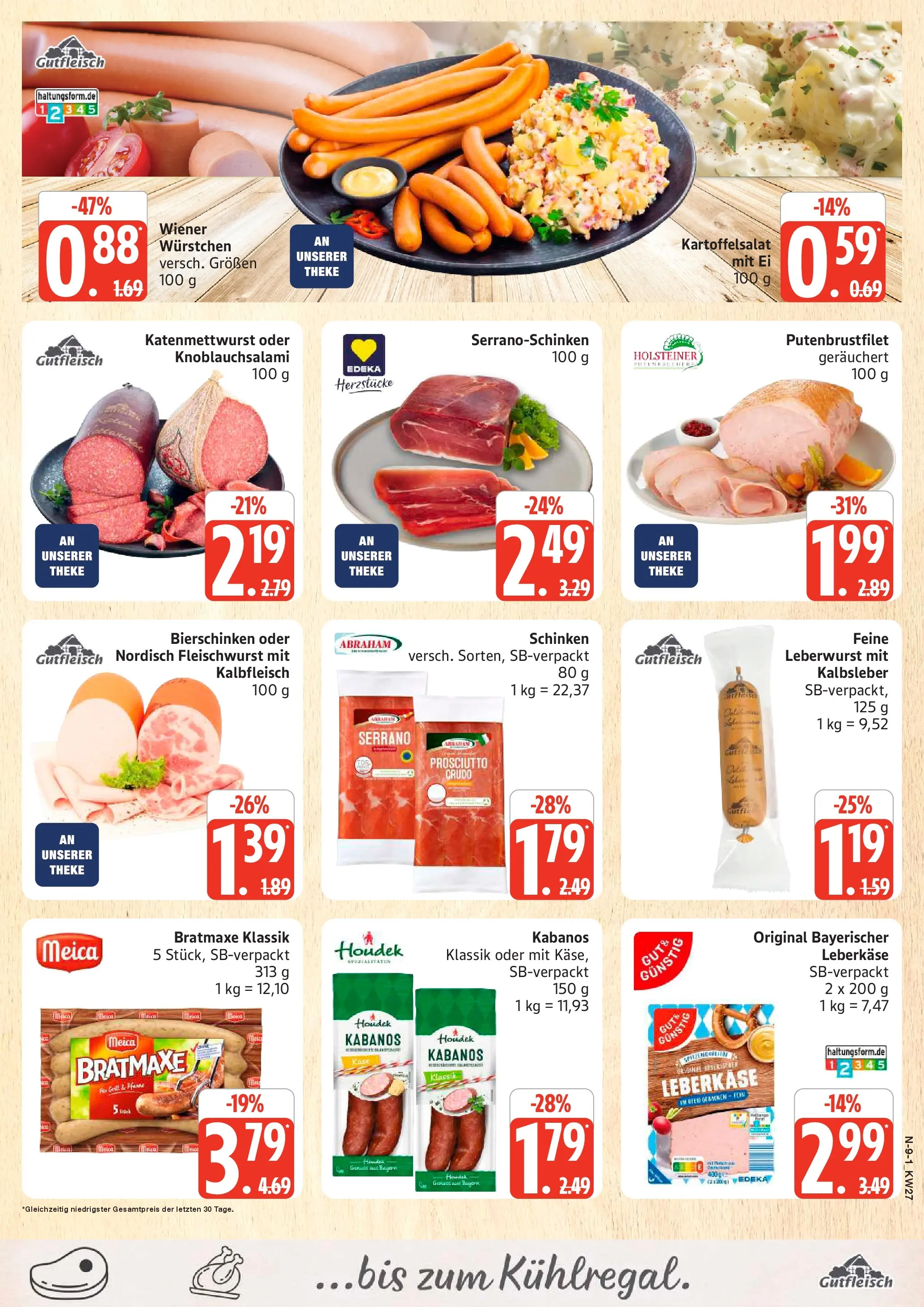 Edeka - EDEKA: Wochenangebote (ab 28.06.2026) » Angebote Online | Seite: 9 | Produkte: Käse, Theke, Schinken, Leberkase