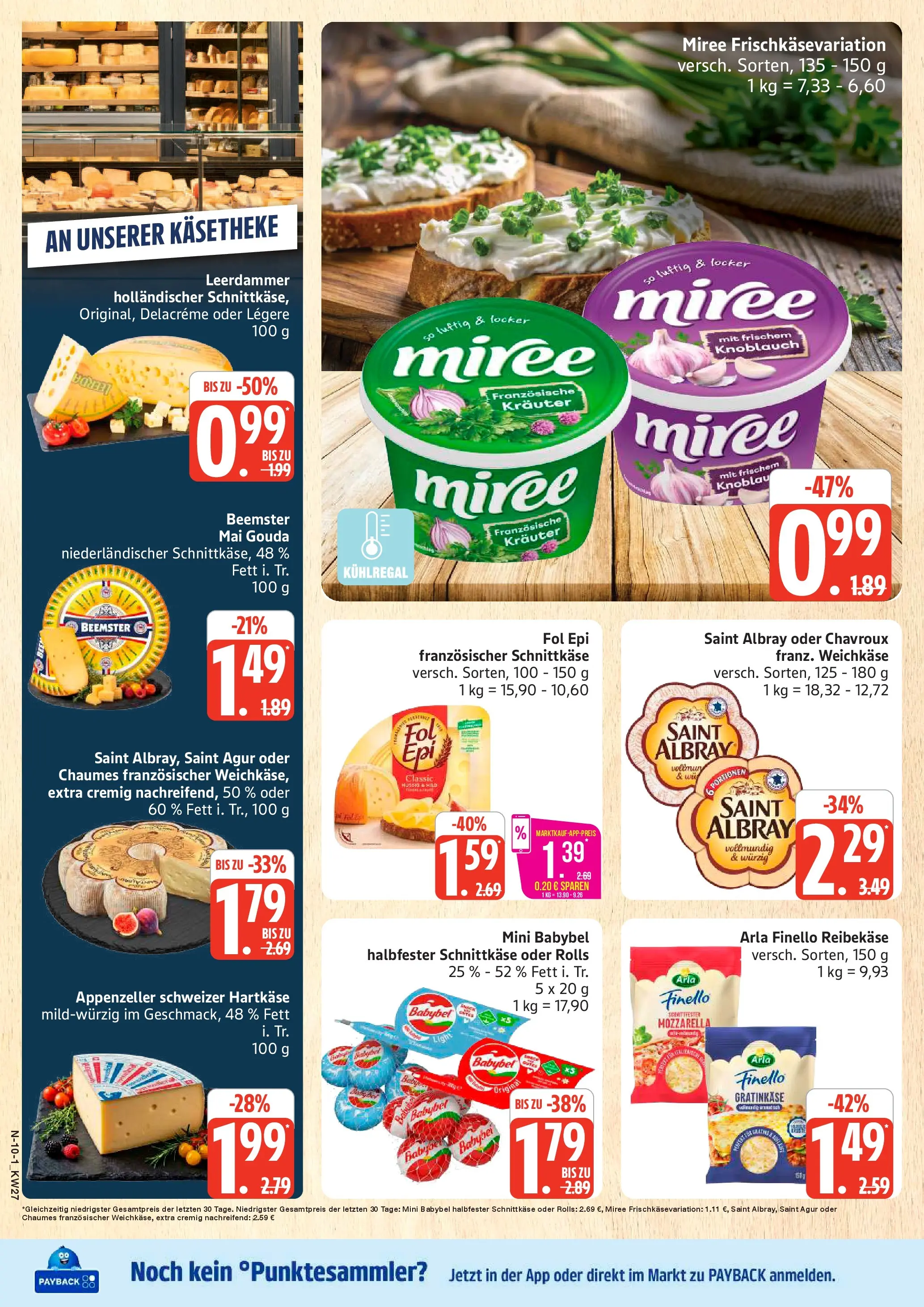 Edeka - EDEKA: Wochenangebote (ab 28.06.2026) » Angebote Online | Seite: 10 | Produkte: Mozzarella, Leerdammer, Knoblauch, Babybel