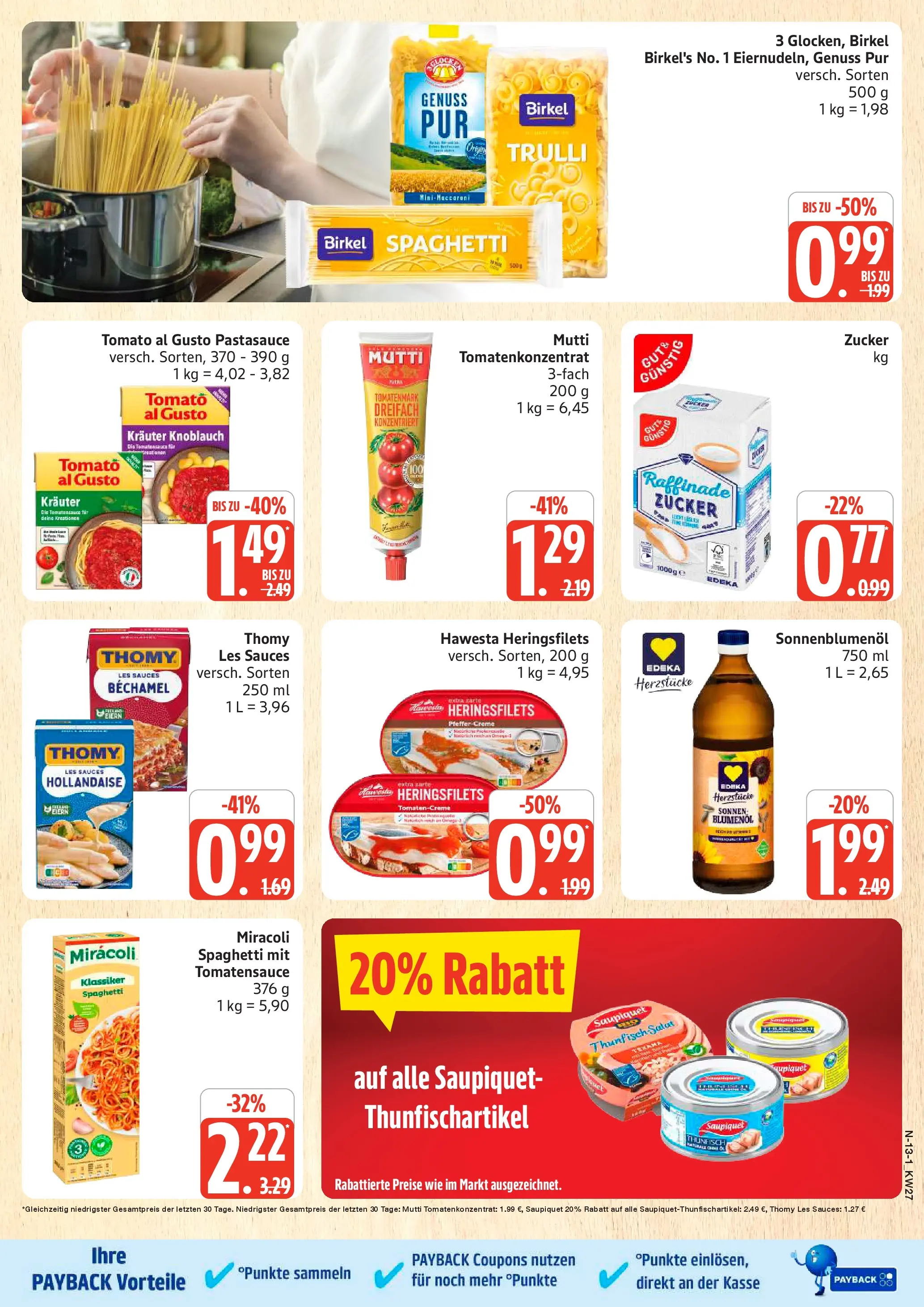 Edeka - EDEKA: Wochenangebote (ab 28.06.2026) » Angebote Online | Seite: 13 | Produkte: Sonnenblumenol, Tomaten, Creme, Knoblauch