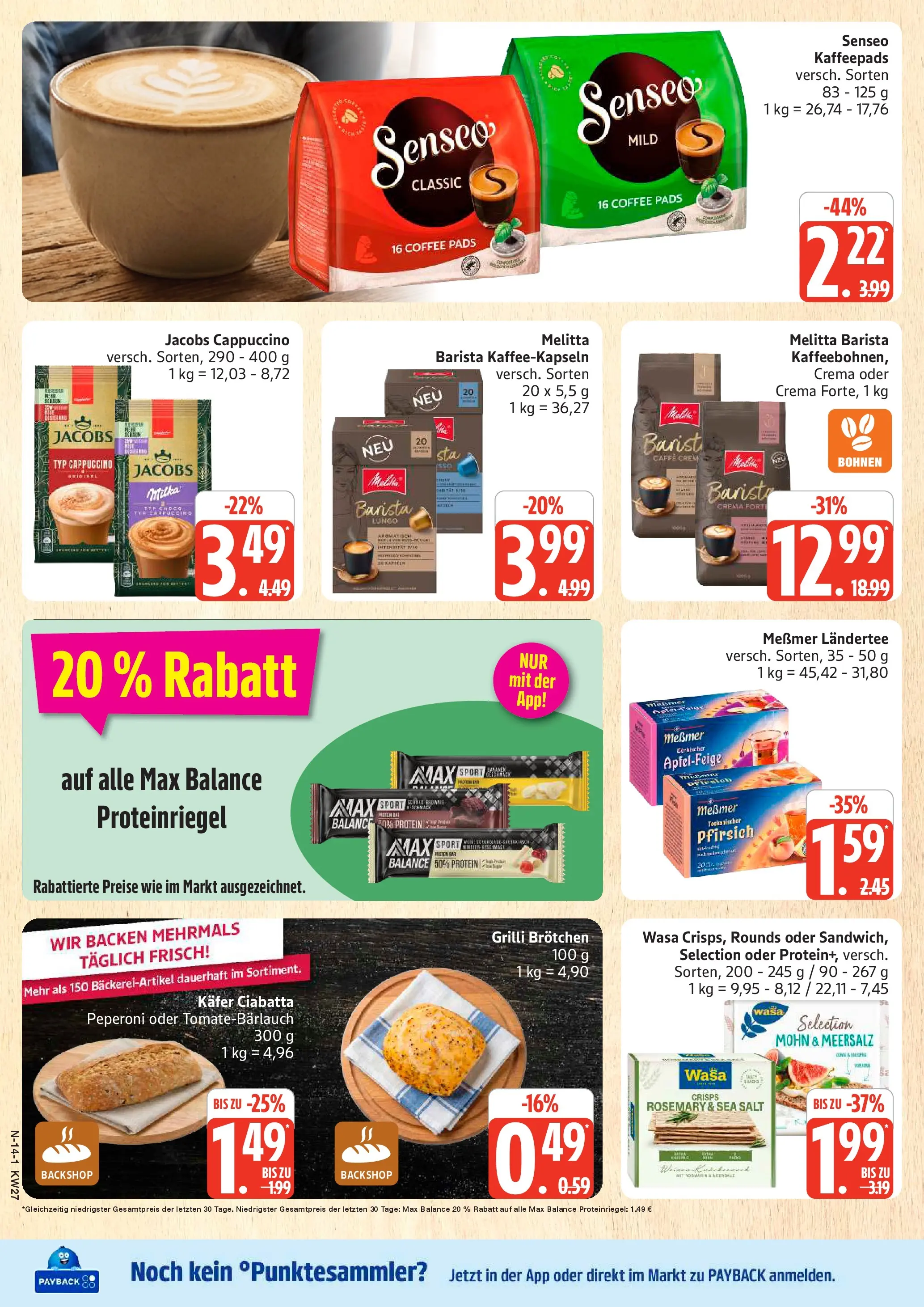 Edeka - EDEKA: Wochenangebote (ab 28.06.2026) » Angebote Online | Seite: 14 | Produkte: Melitta, Kaffeepads, Milka, Pfirsich