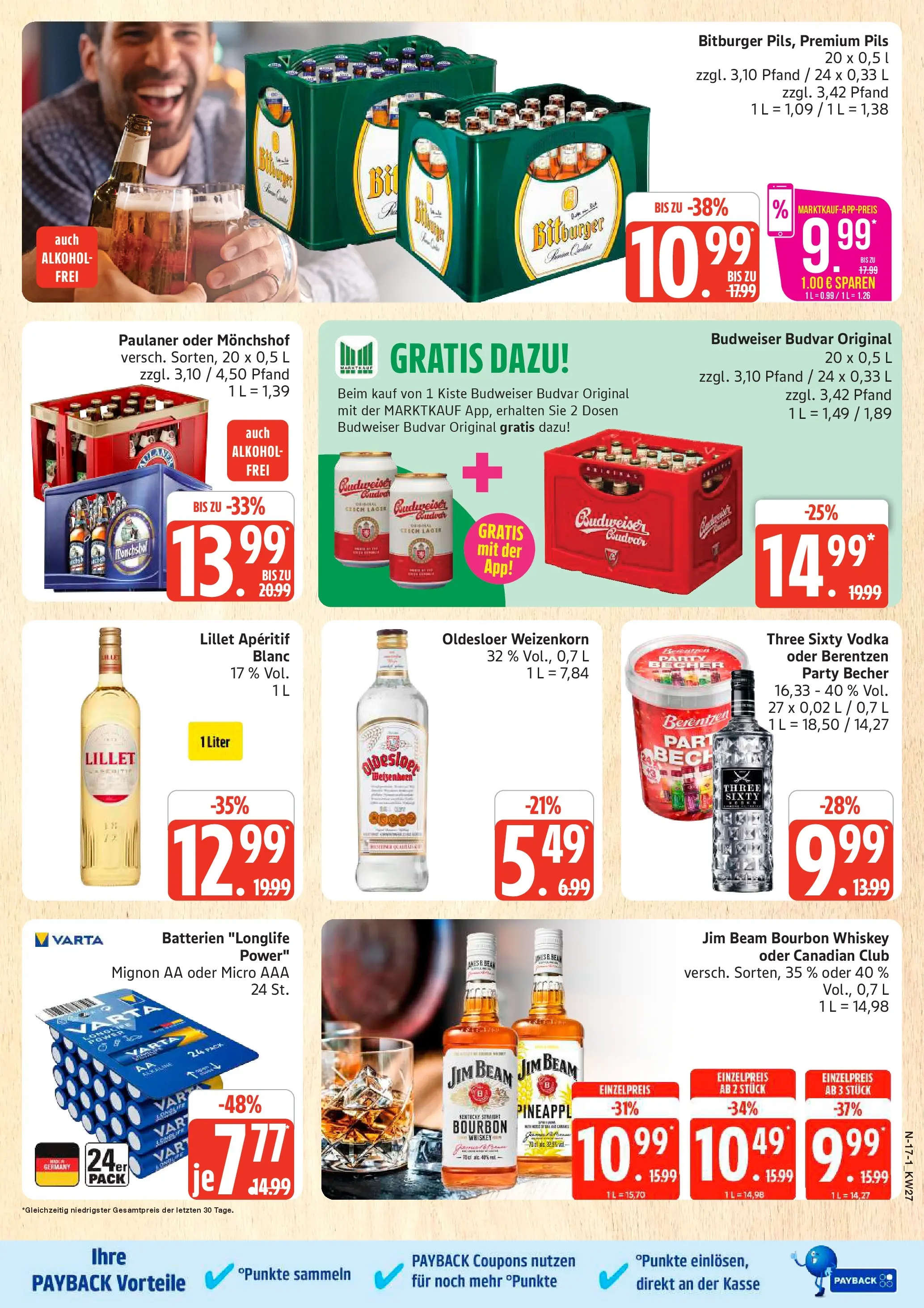Edeka - EDEKA: Wochenangebote (ab 28.06.2026) » Angebote Online | Seite: 17 | Produkte: Jim beam, Batterien, Vodka, Berentzen