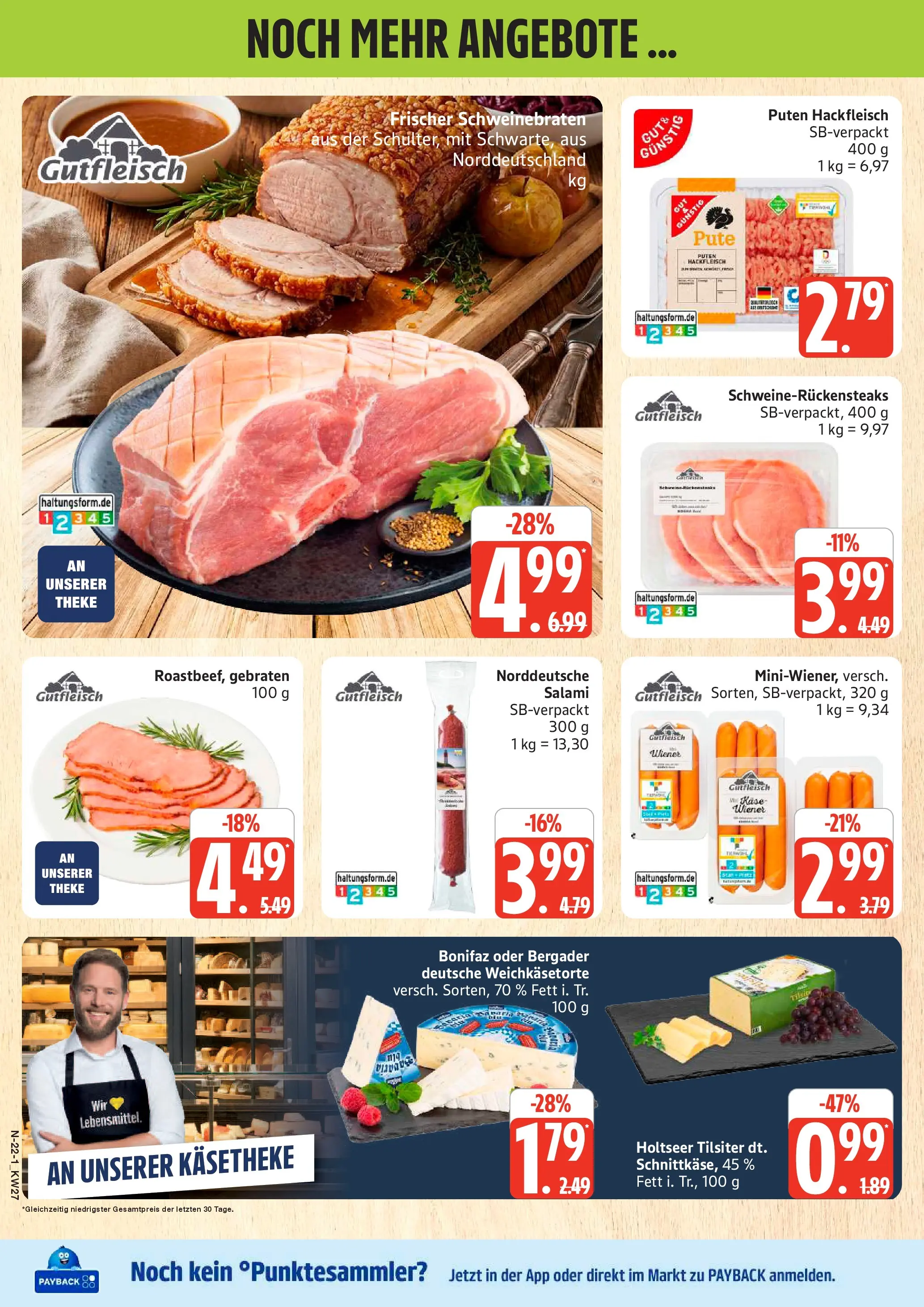 Edeka - EDEKA: Wochenangebote (ab 28.06.2026) » Angebote Online | Seite: 22 | Produkte: Käse, Theke, Salami, Hackfleisch