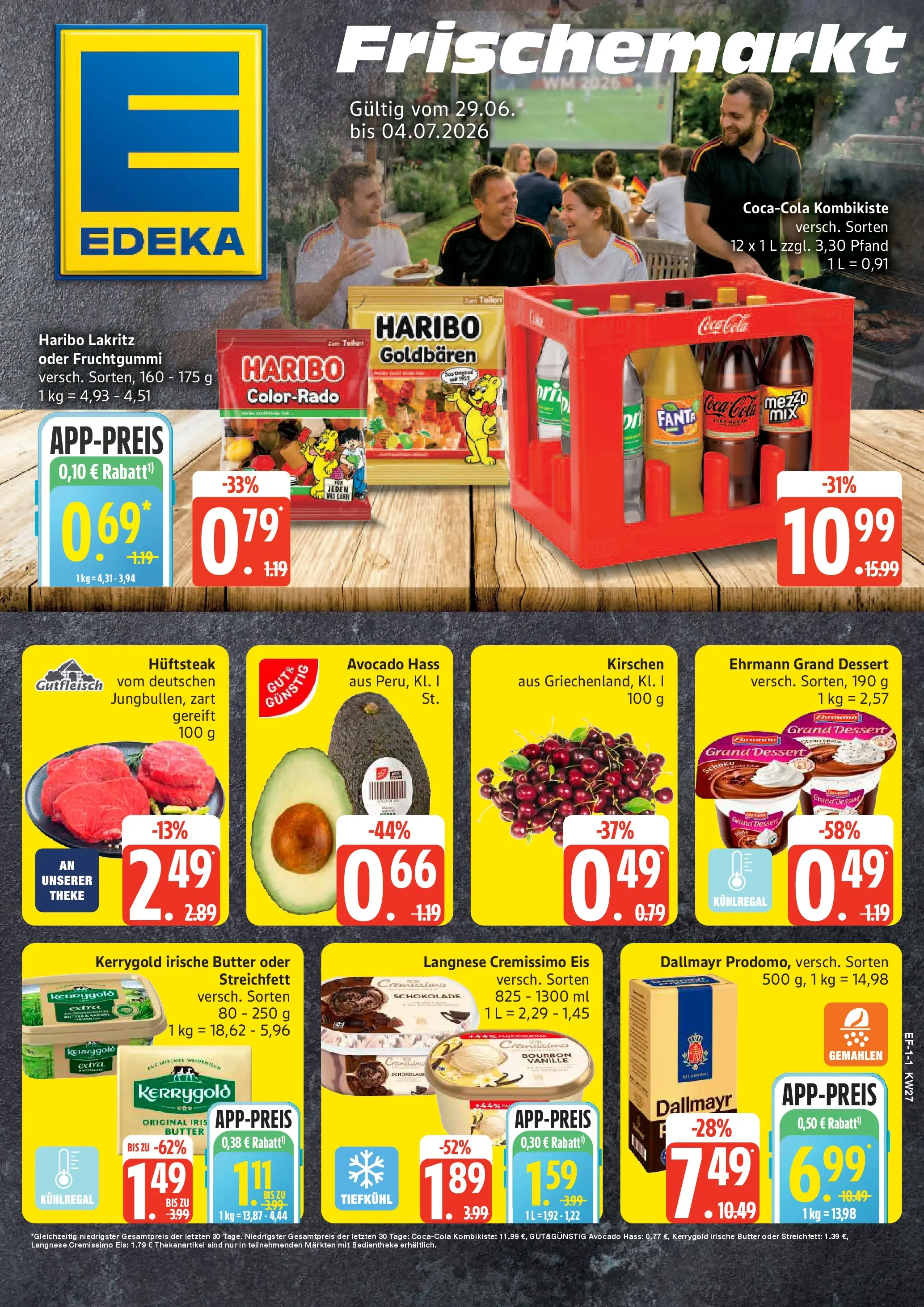 Edeka - EDEKA: Wochenangebote (ab 28.06.2026) » Angebote Online | Seite: 1 | Produkte: Langnese cremissimo, Coca cola, Fanta, Dallmayr