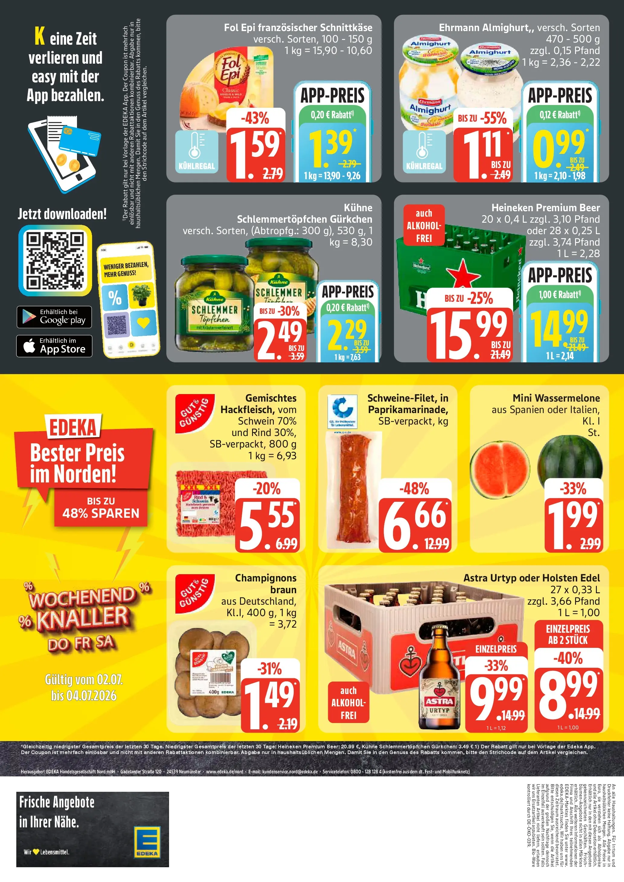 Edeka - EDEKA: Wochenangebote (ab 28.06.2026) » Angebote Online | Seite: 4 | Produkte: Holsten edel, Holsten, Champignons, Wassermelone