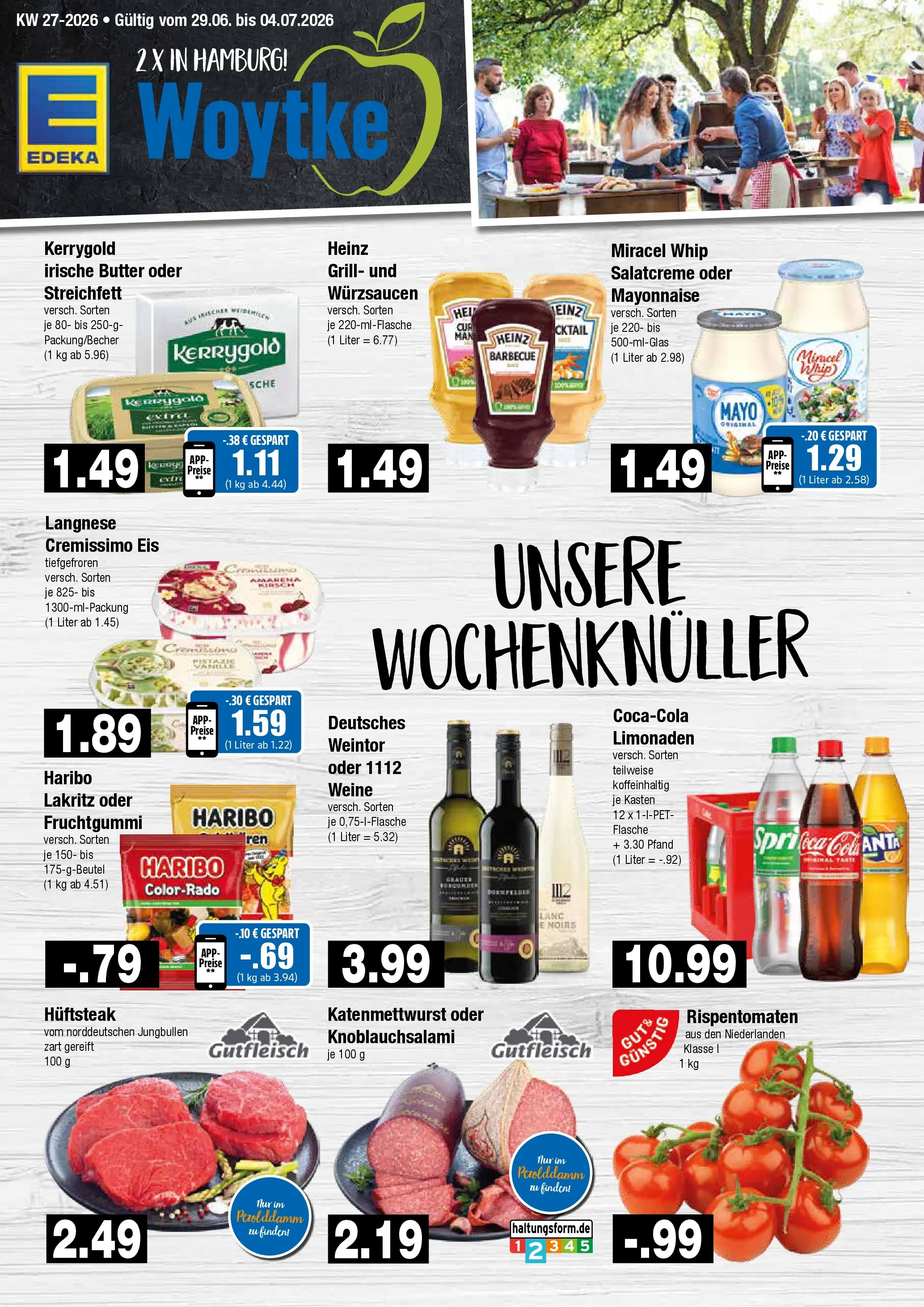 Edeka - EDEKA: Wochenangebote (ab 28.06.2026) » Angebote Online | Seite: 1 | Produkte: Langnese cremissimo, Cremissimo, Miracel whip, Eis