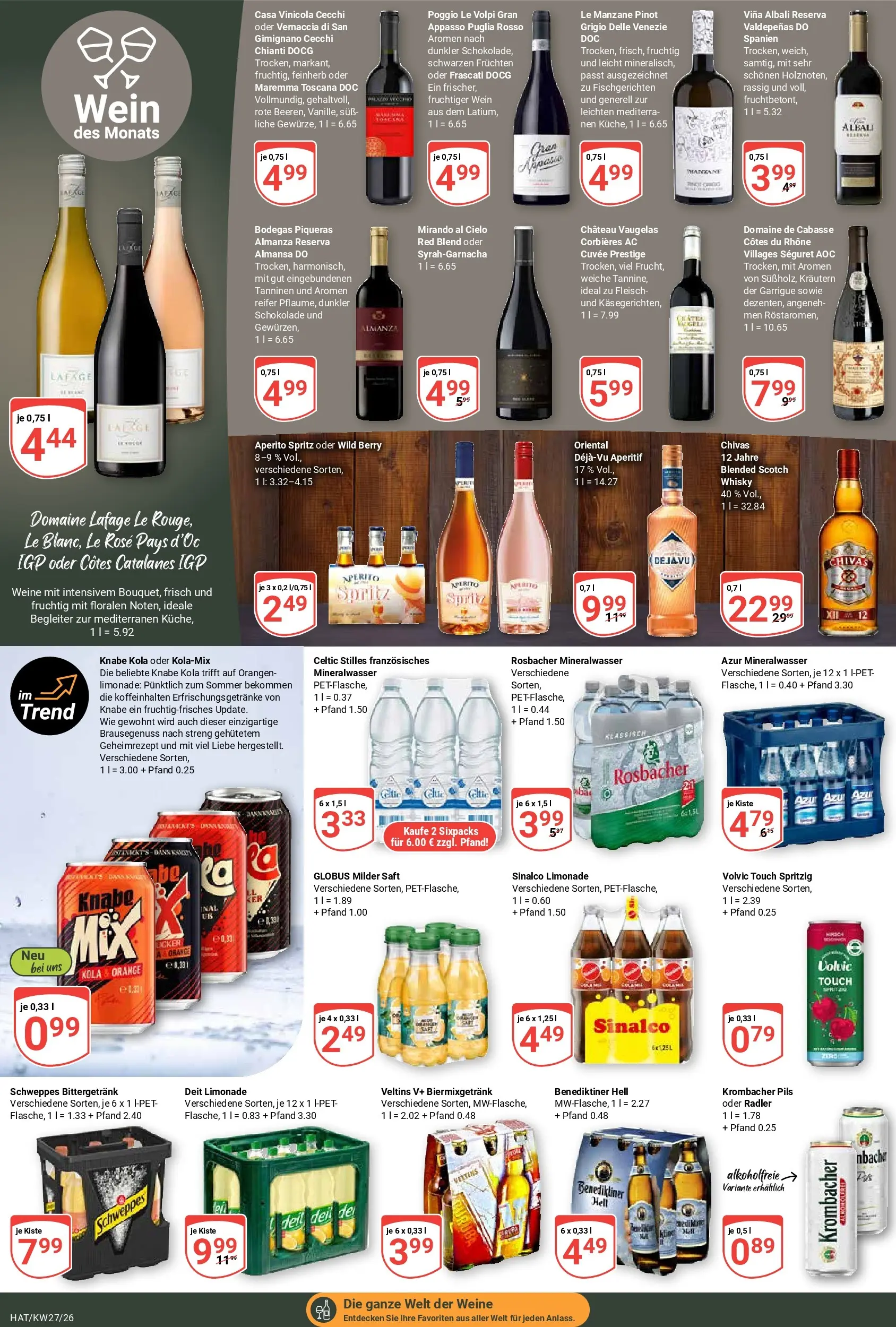 Globus Prospekt Hattersheim (ab 29.06.2026) » Angebote online | Seite: 15 | Produkte: Schokolade, Mineralwasser, Wein, Fleisch