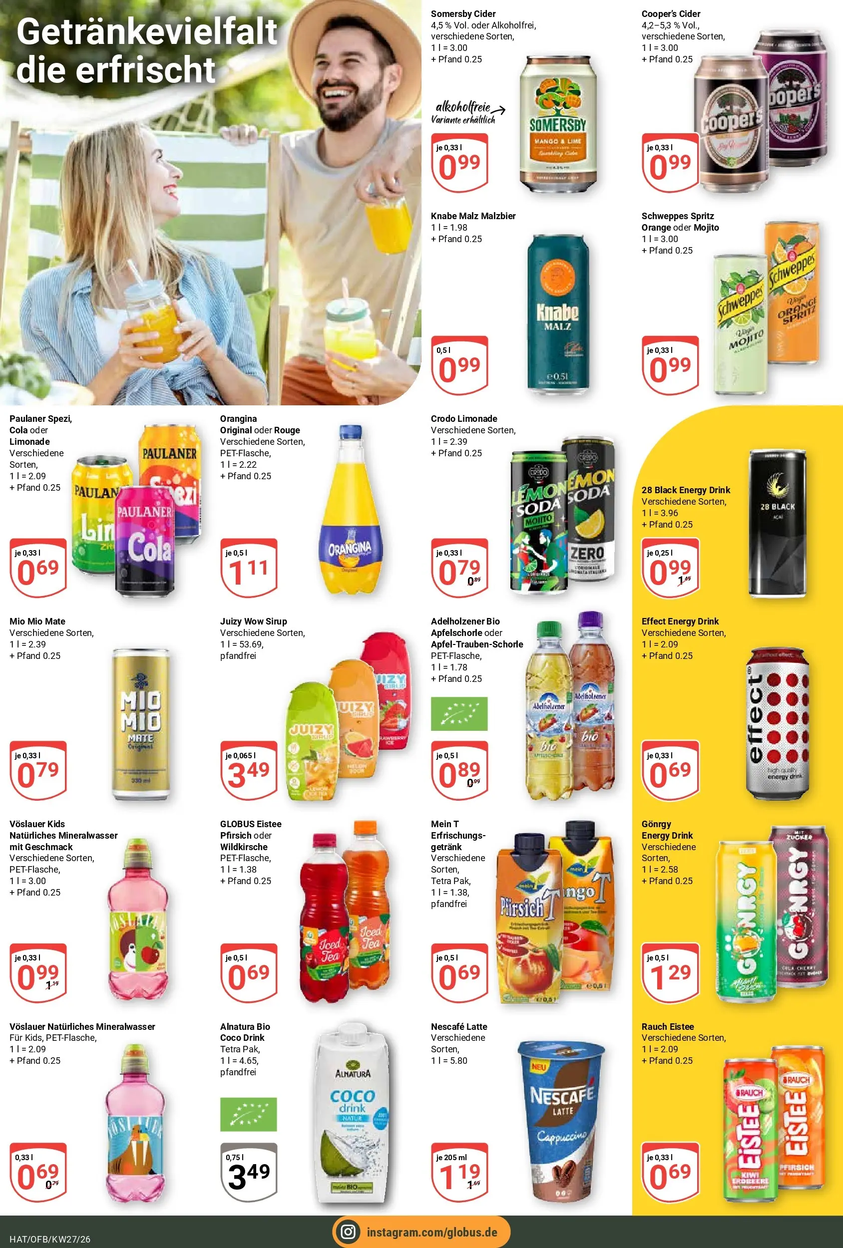 Globus Prospekt Hattersheim (ab 29.06.2026) » Angebote online | Seite: 16 | Produkte: Limonade, Mio mio mate, Mineralwasser, Paulaner