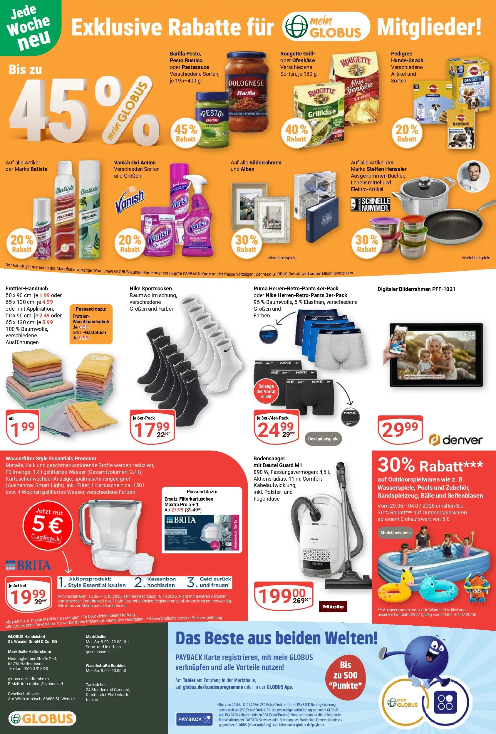 Globus Prospekt Hattersheim (ab 29.06.2026) » Angebote online | Seite: 23 | Produkte: Grill, Wasser, Telefon, Uhr