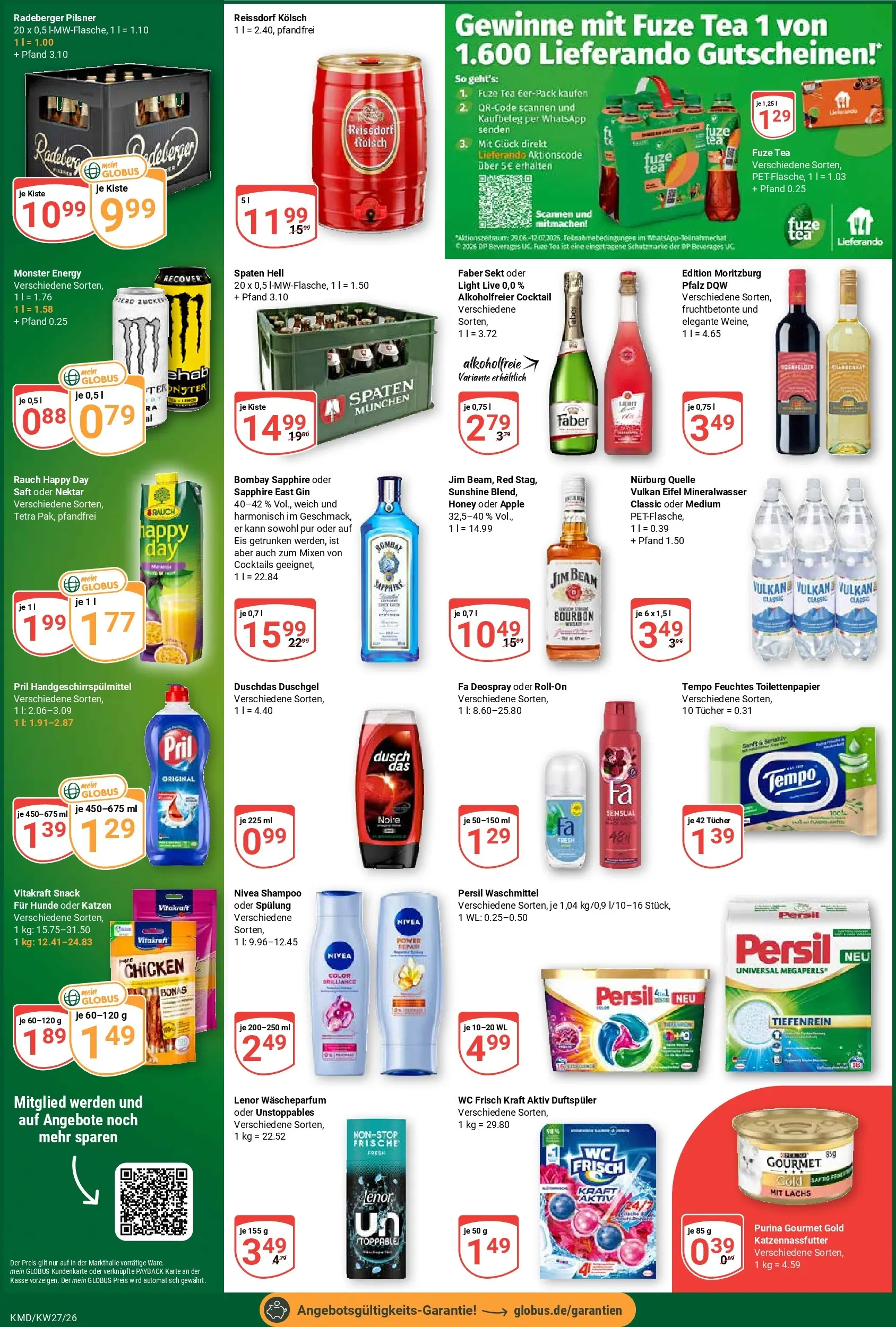 Globus Prospekt Köln (ab 29.06.2026) » Angebote online | Seite: 5 | Produkte: Deospray, Radeberger pilsner, Toilettenpapier, Feuchtes Toilettenpapier
