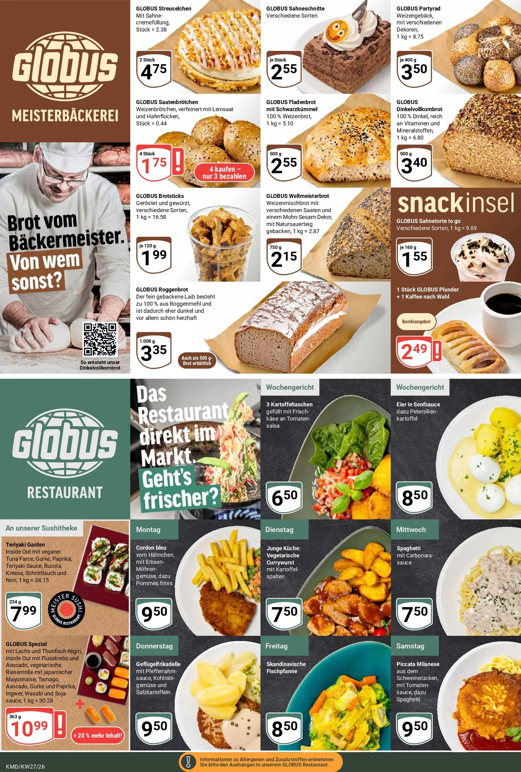 Globus Prospekt Köln (ab 29.06.2026) » Angebote online | Seite: 8 | Produkte: Kaffee, Küche, Brot, Sahne