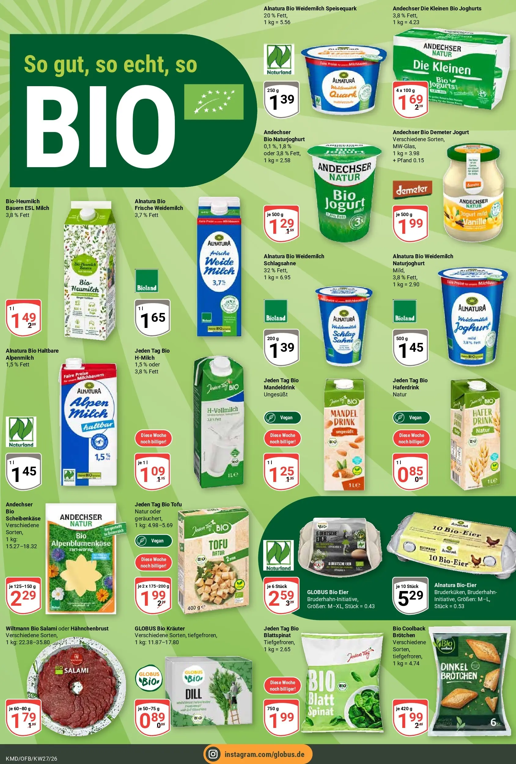 Globus Prospekt Köln (ab 29.06.2026) » Angebote online | Seite: 15 | Produkte: Quark, Milch, Salami, Hahnchenbrust