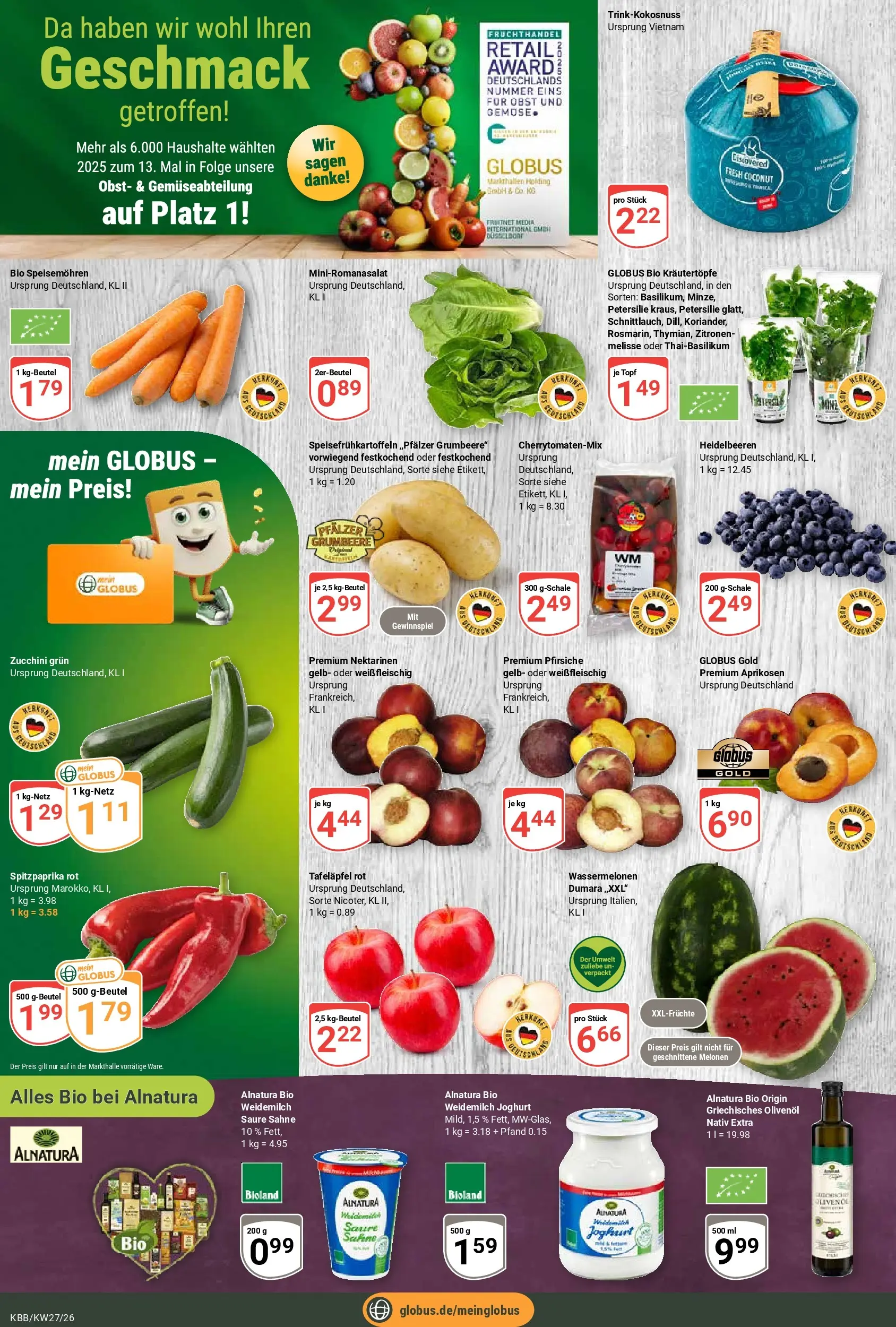 Globus Prospekt Koblenz-Bubenheim (ab 29.06.2026) » Angebote online | Seite: 6 | Produkte: Nektarinen, Joghurt, Obst, Zucchini