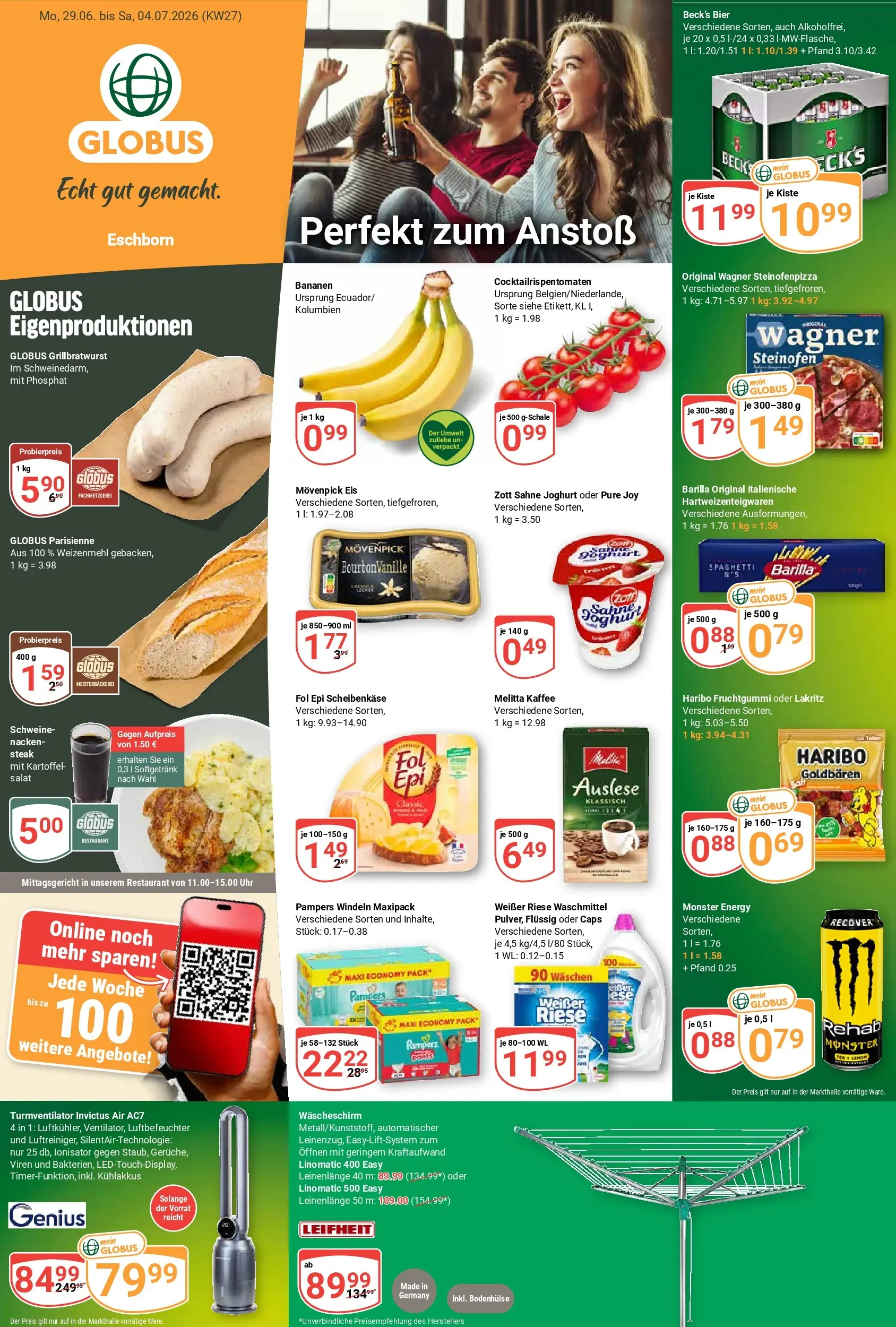 Globus Prospekt Eschborn (ab 29.06.2026) » Angebote online | Seite: 1 | Produkte: Joghurt, Weizenmehl, Sahne, Salat