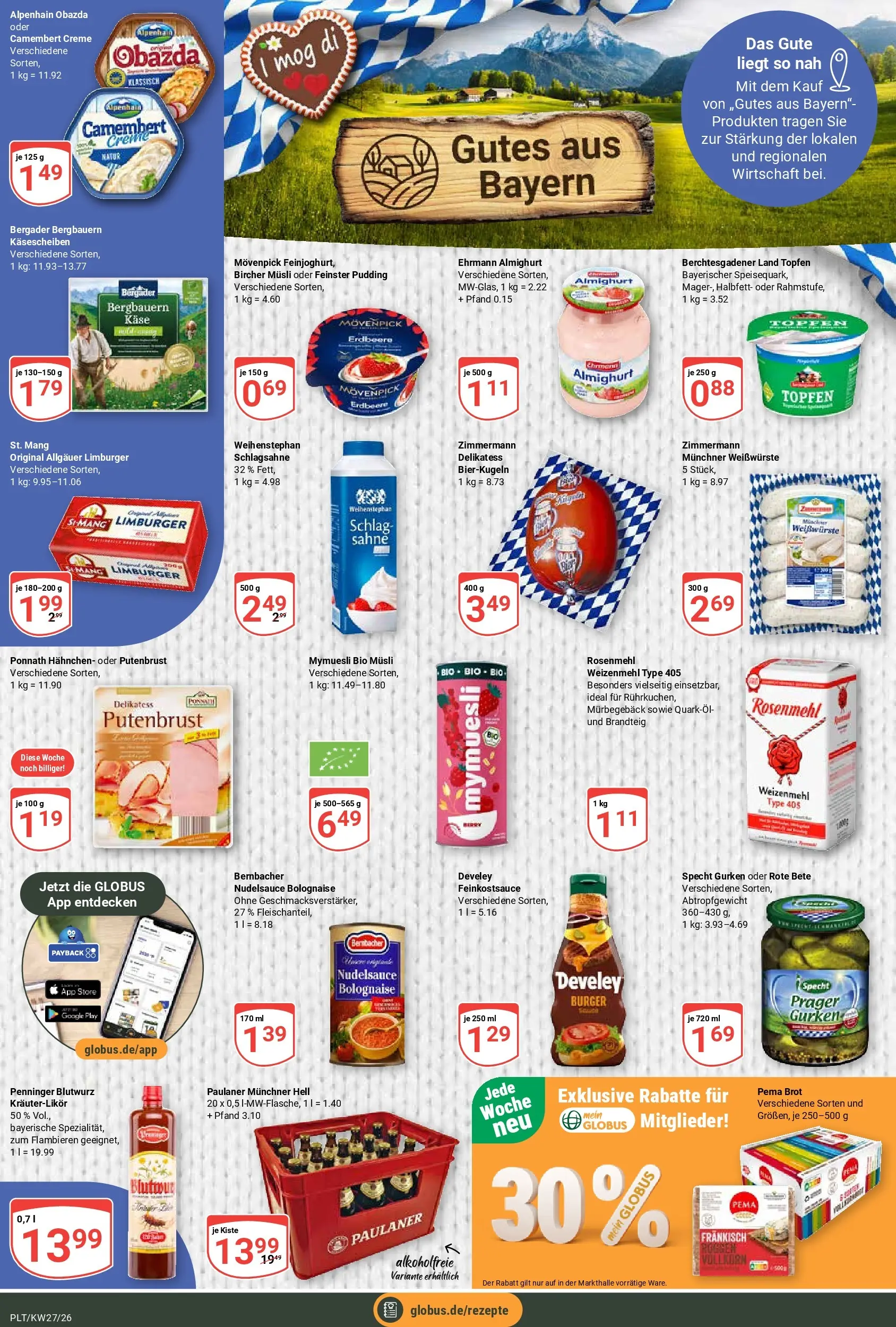 Globus Prospekt Plattling (ab 29.06.2026) » Angebote online | Seite: 12 | Produkte: Käse, Pudding, Brot, Gurken