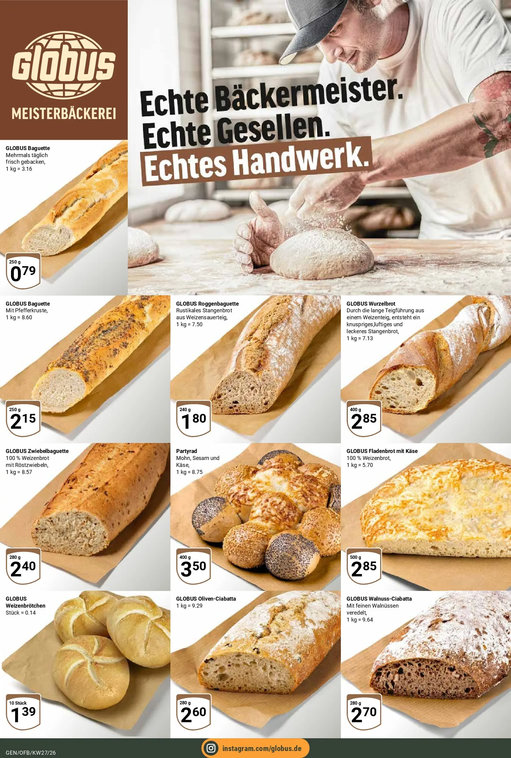 Globus Prospekt Gensingen (ab 29.06.2026) » Angebote online | Seite: 9 | Produkte: Käse, Baguette