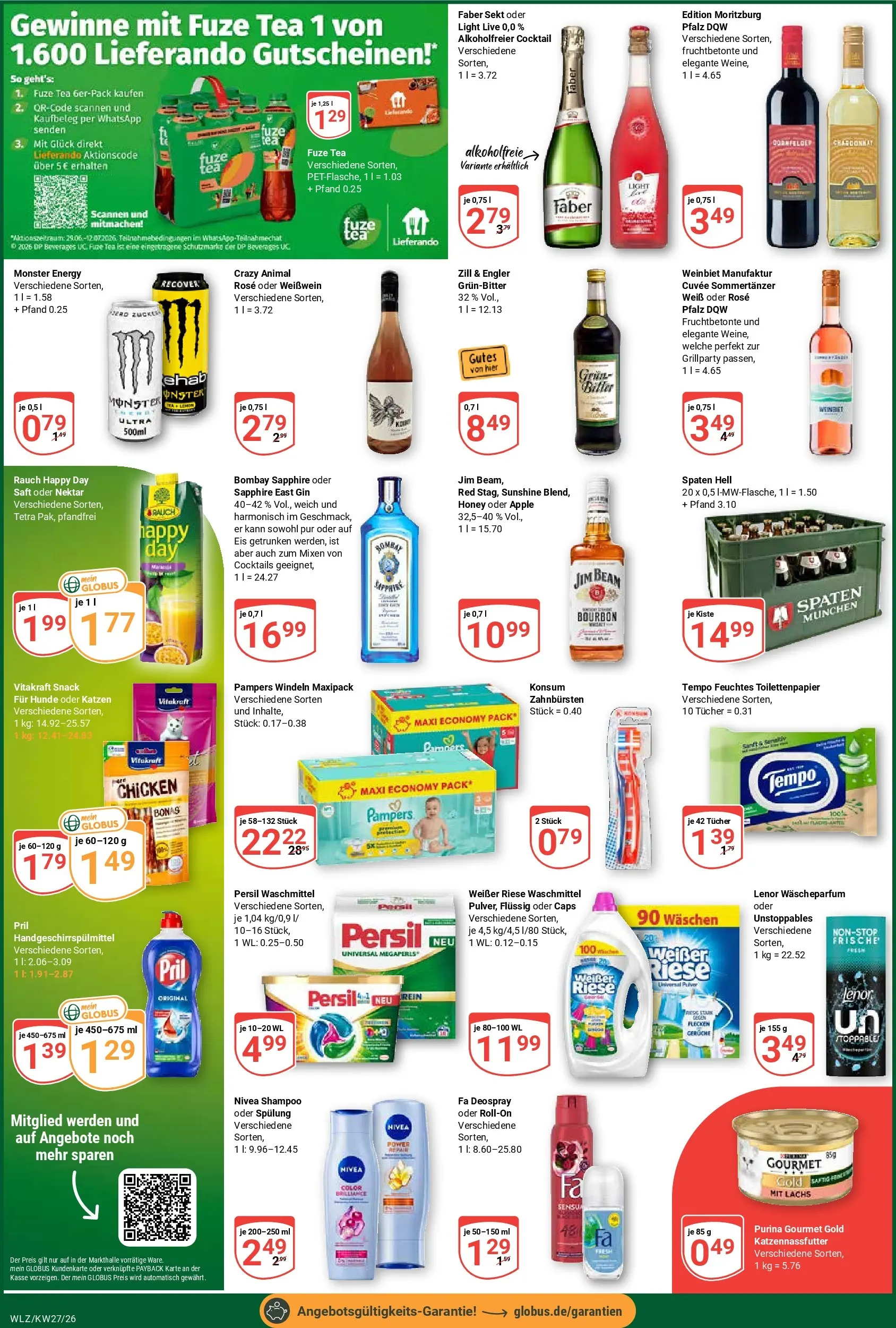 Globus Prospekt Weischlitz (ab 29.06.2026) » Angebote online | Seite: 10 | Produkte: Jim beam, Pampers, Spülung, Monster