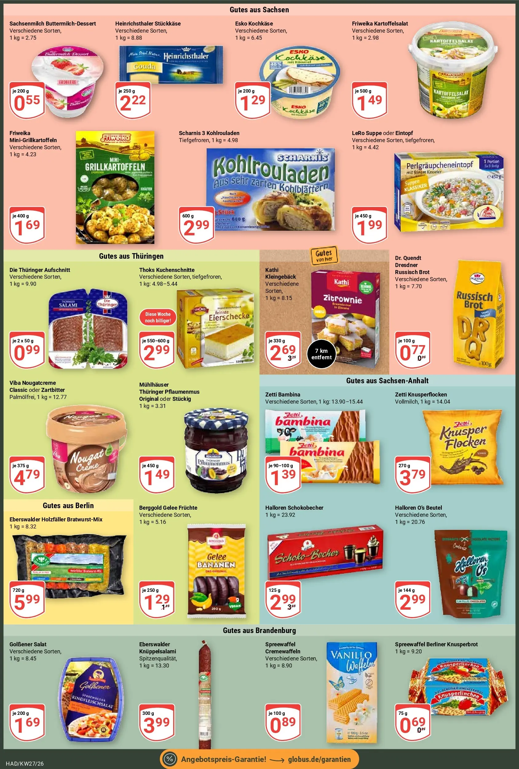 Globus Prospekt Halle (saale) (ab 29.06.2026) » Angebote online | Seite: 6 | Produkte: Creme, Waffeln, Brot, Salami