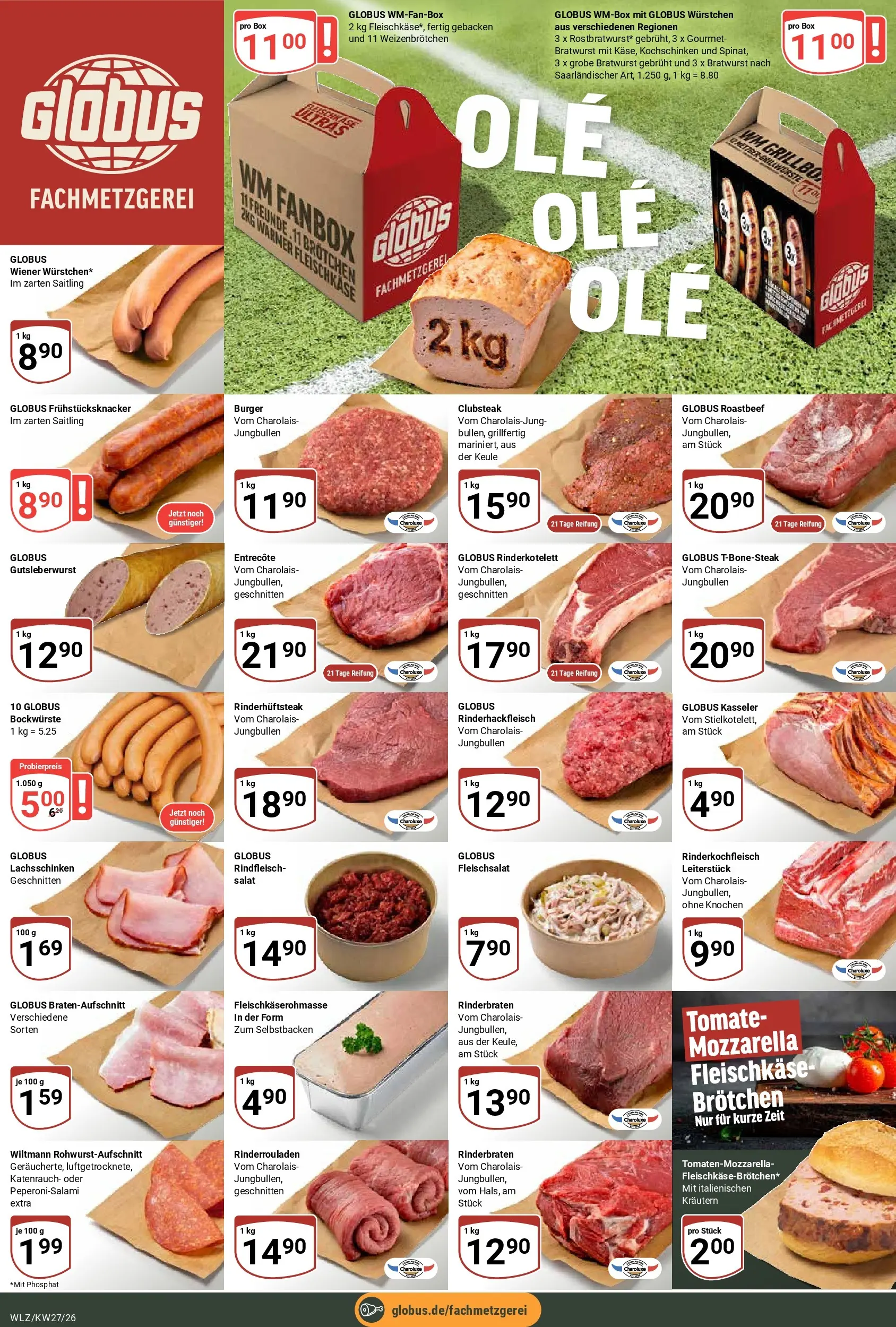 Globus Prospekt Weischlitz (ab 29.06.2026) » Angebote online | Seite: 13 | Produkte: Rinderbraten, Mozzarella, Bratwurst, Rindfleisch