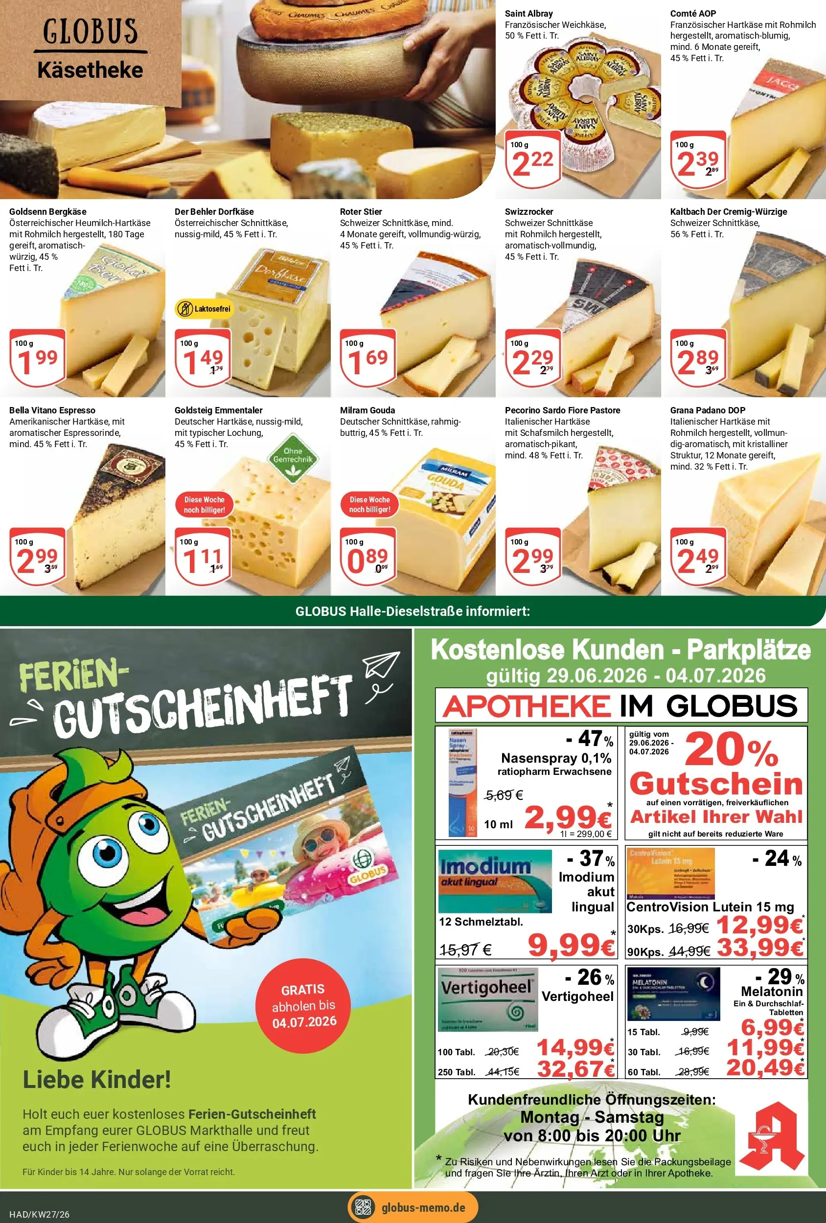 Globus Prospekt Halle (saale) (ab 29.06.2026) » Angebote online | Seite: 15 | Produkte: Gouda, Milram, Uhr