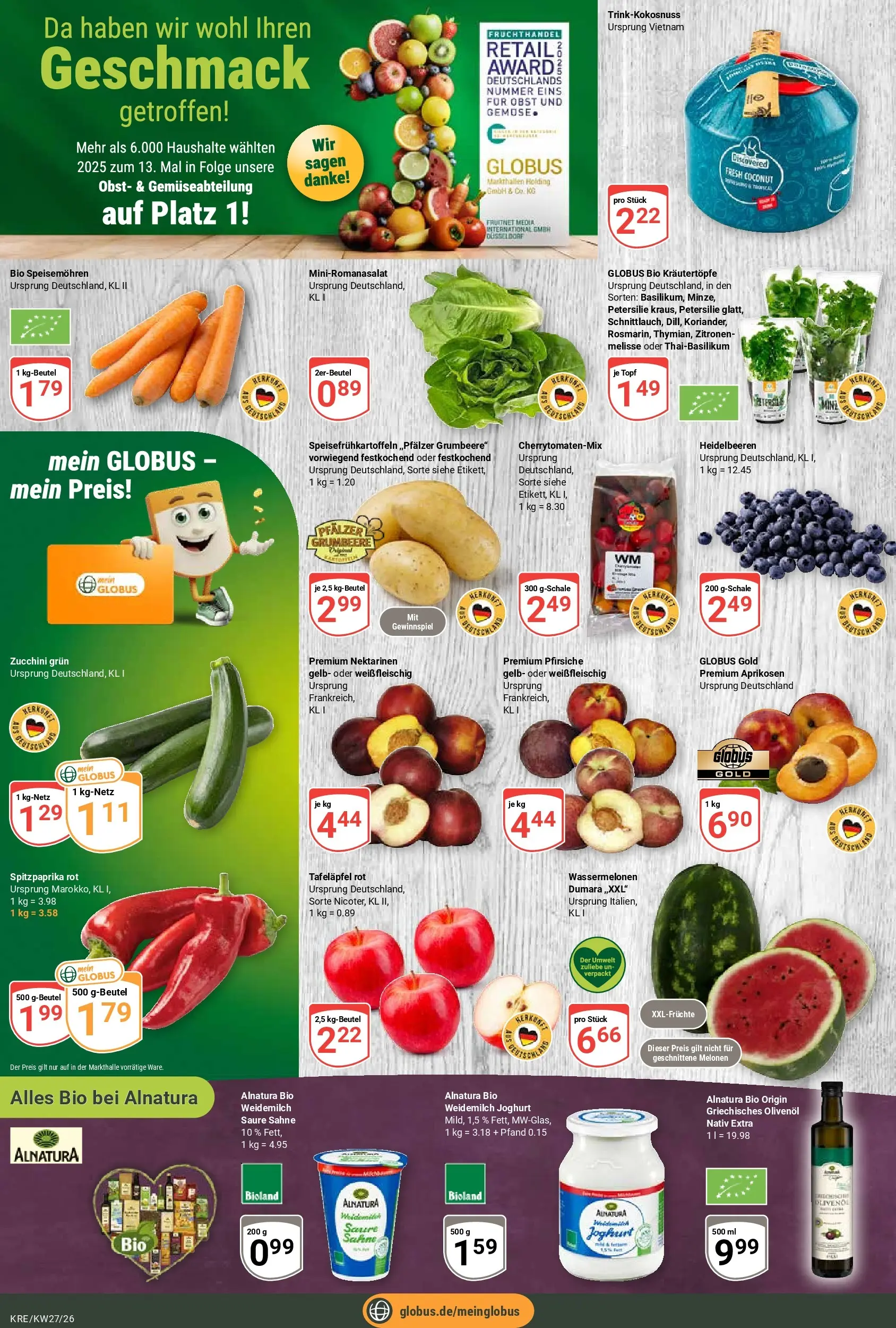 Globus Prospekt Krefeld (ab 29.06.2026) » Angebote online | Seite: 6 | Produkte: Joghurt, Olivenol, Zucchini, Zitronen