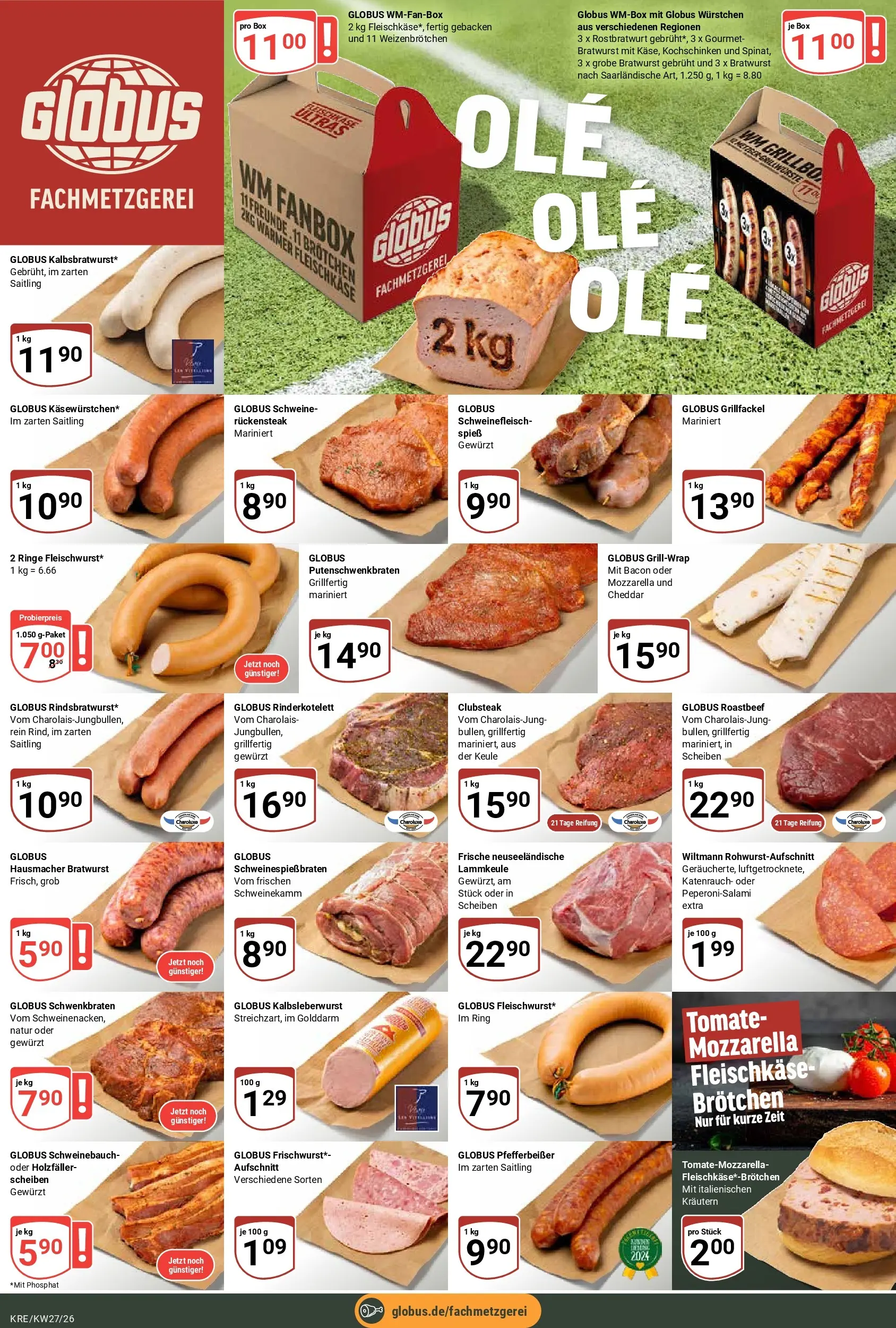 Globus Prospekt Krefeld (ab 29.06.2026) » Angebote online | Seite: 8 | Produkte: Mozzarella, Box, Bratwurst, Schweinefleisch