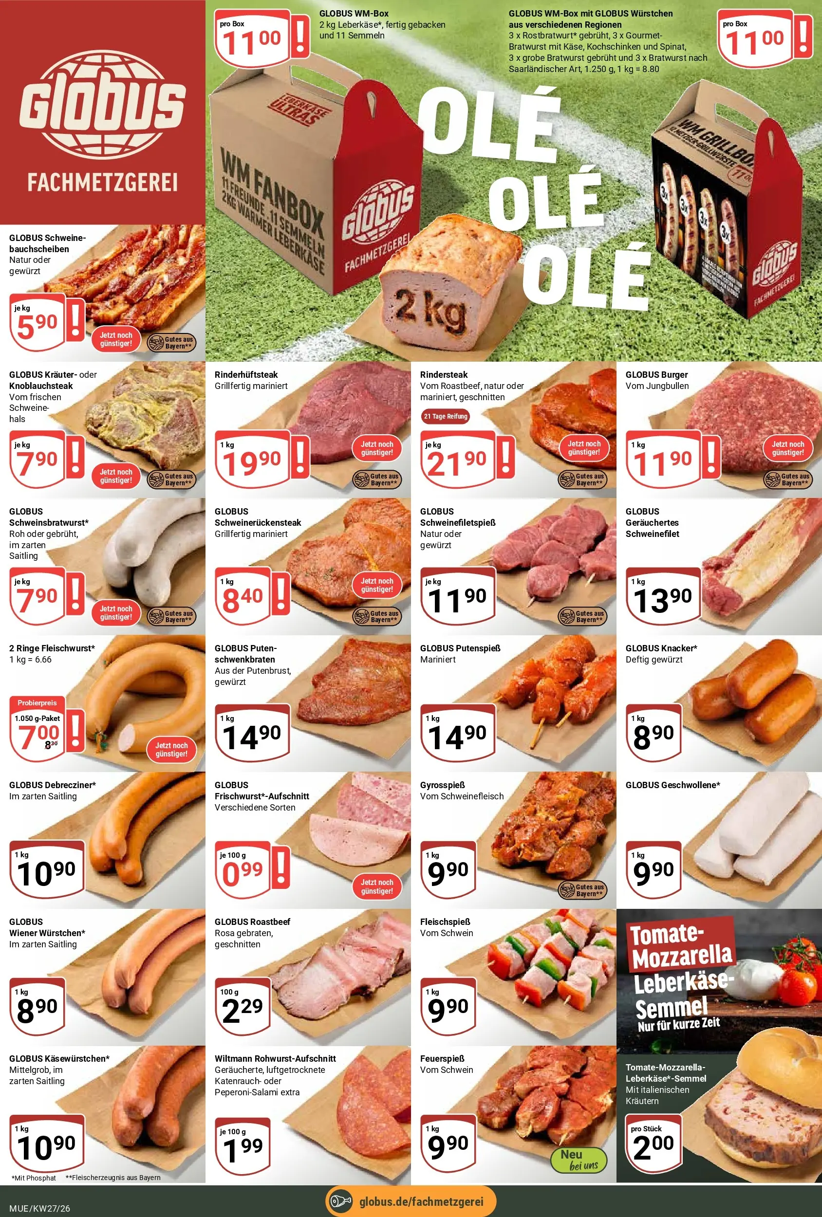 Globus Prospekt Mühldorf (ab 29.06.2026) » Angebote online | Seite: 6 | Produkte: Mozzarella, Box, Bratwurst, Schweinefleisch