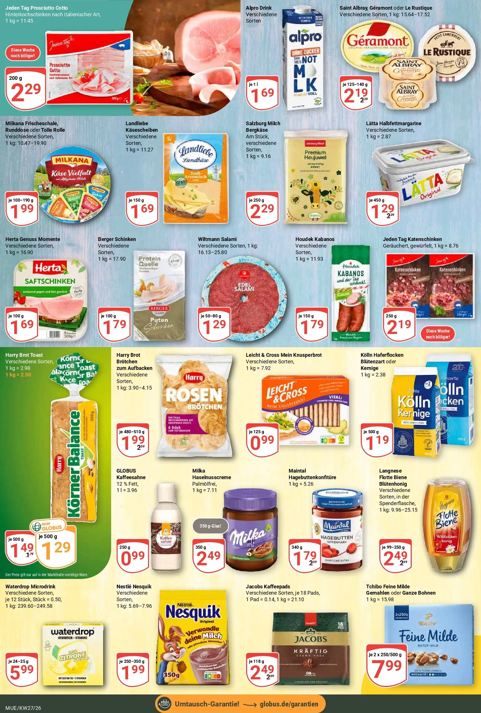 Globus Prospekt Mühldorf (ab 29.06.2026) » Angebote online | Seite: 10 | Produkte: Kaffeepads, Nesquik, Käse, Alpro