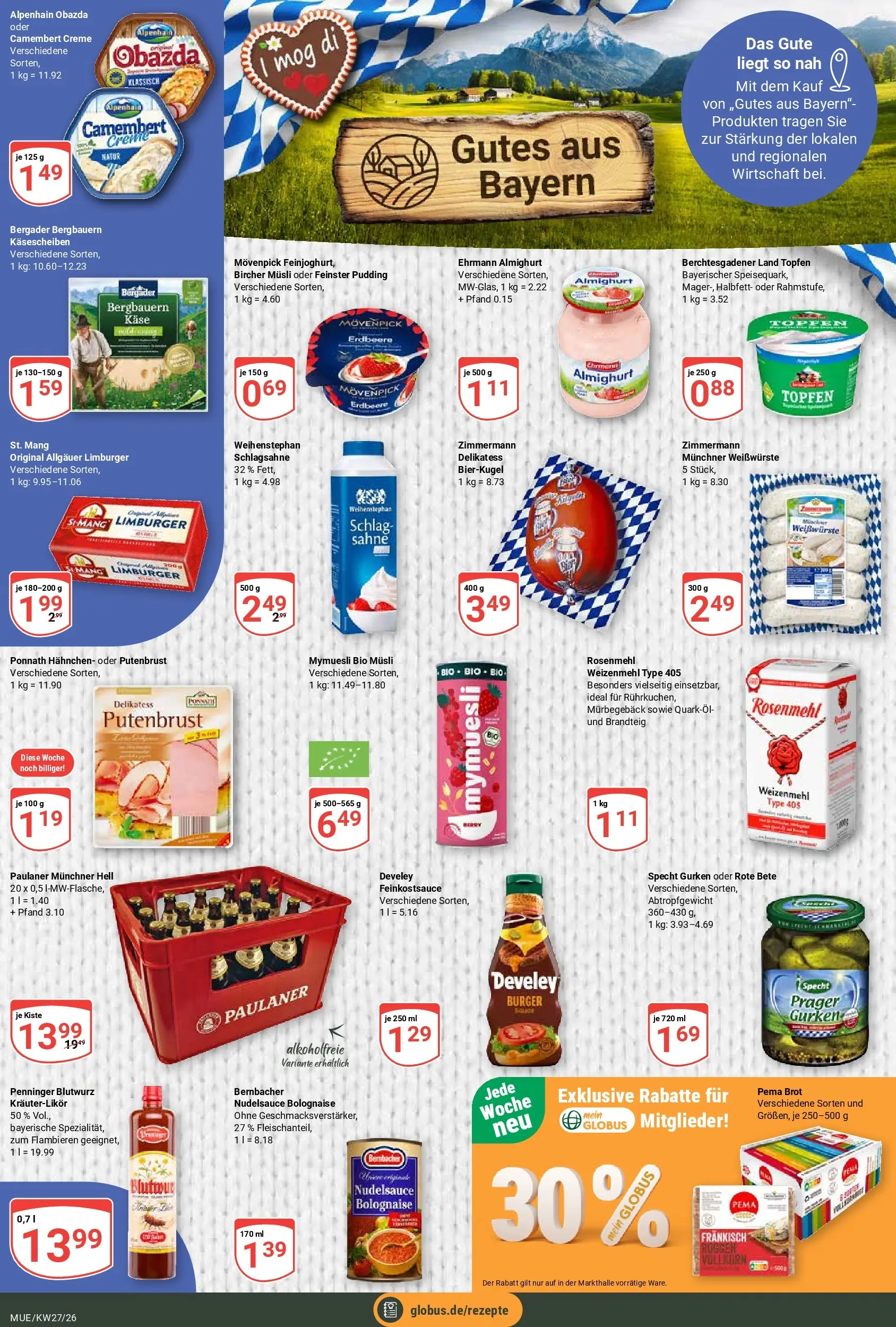 Globus Prospekt Mühldorf (ab 29.06.2026) » Angebote online | Seite: 12 | Produkte: Burger, Brot, Gurken, Paulaner